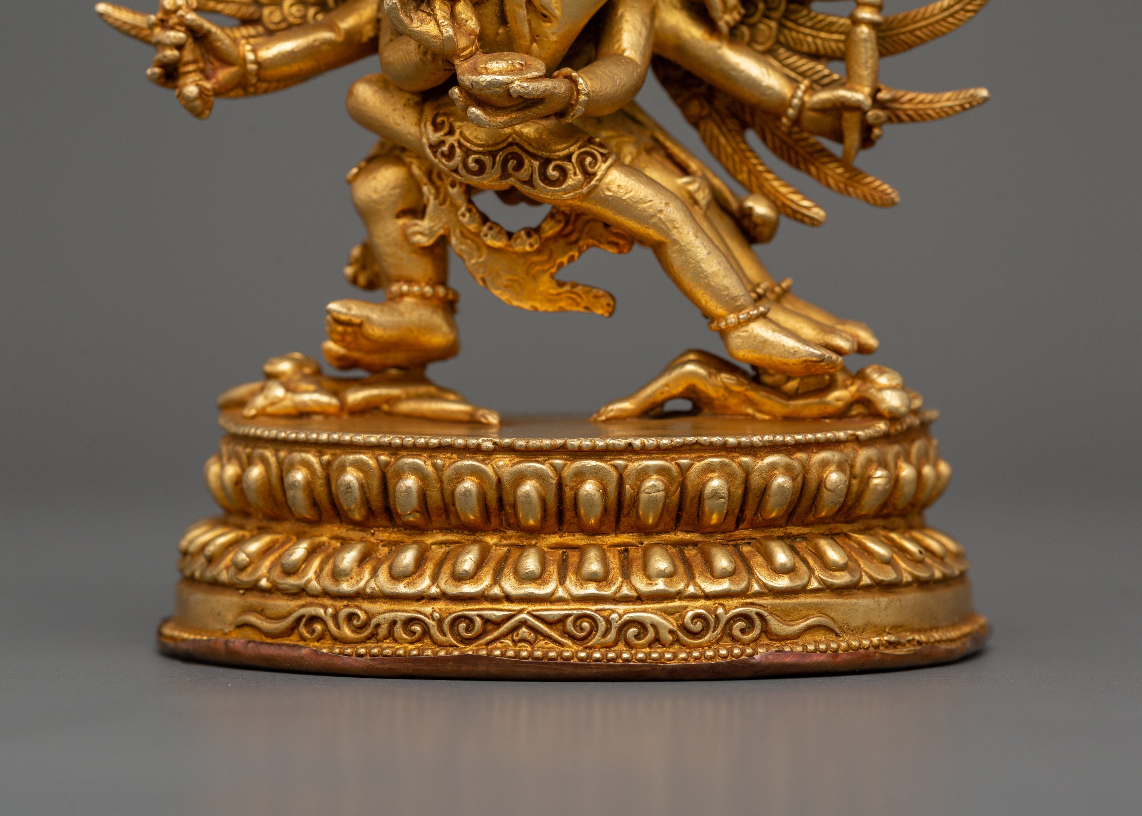 Gold Plated Hayagriva Statue | Copper Tantric Guardian for Protection