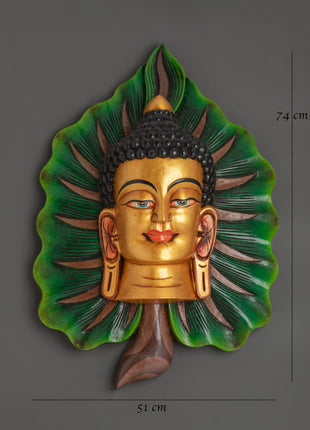 Buddha Wall Hanging on Bodhi Leaf | Symbol of Enlightenment & Peace
