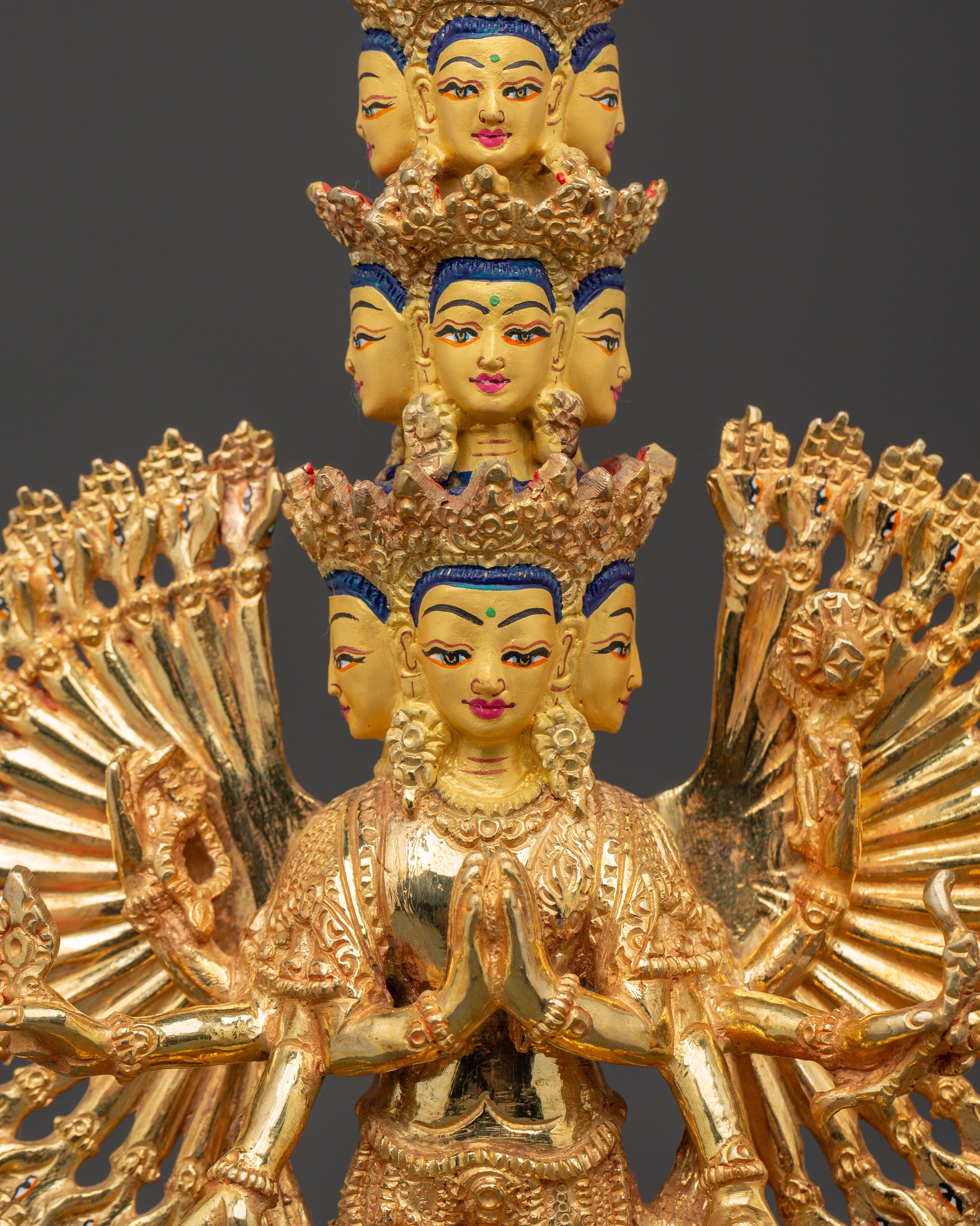 Gold Plated Thousand Armed Chenrezig | Bodhisattva Statue