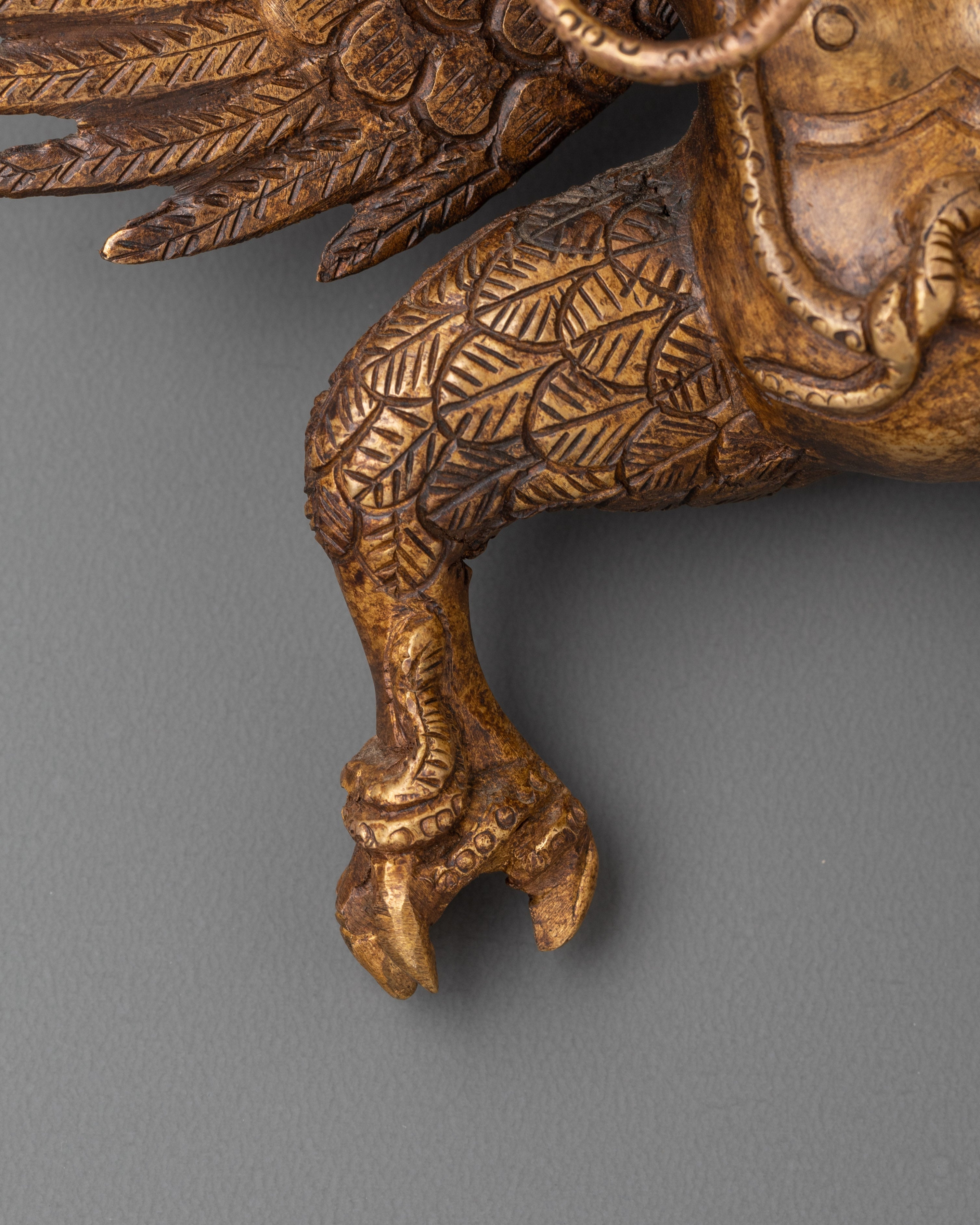 Sacred Garuda Decorative Wall Art | Gold-Plated Hindu Mythological Sculpture