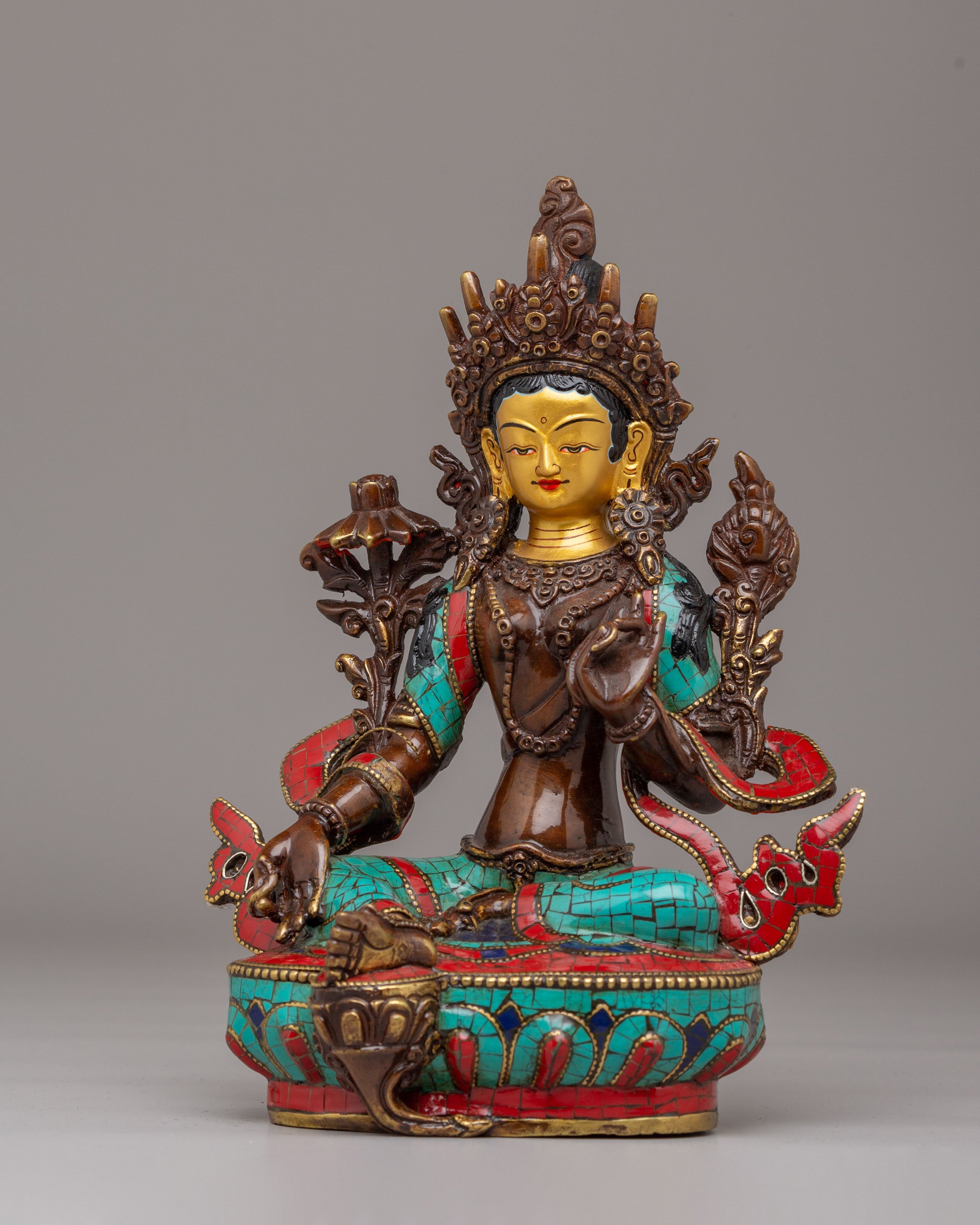 Handcrafted Green Tara Deity Figurine | Spiritual Artwork