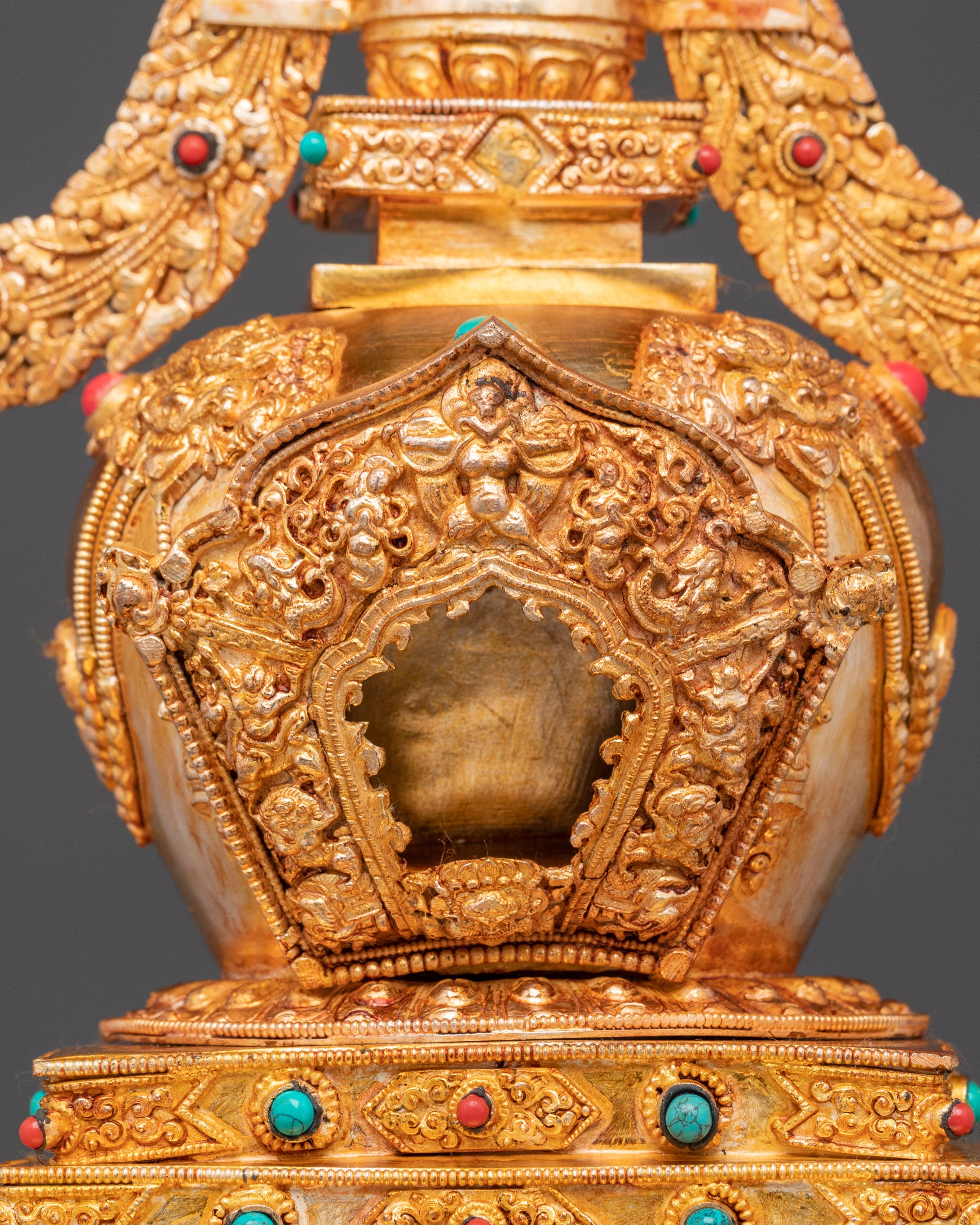 Gold-Plated Traditional Tibetan Stupa | Symbol of Enlightenment & Sacred Blessings