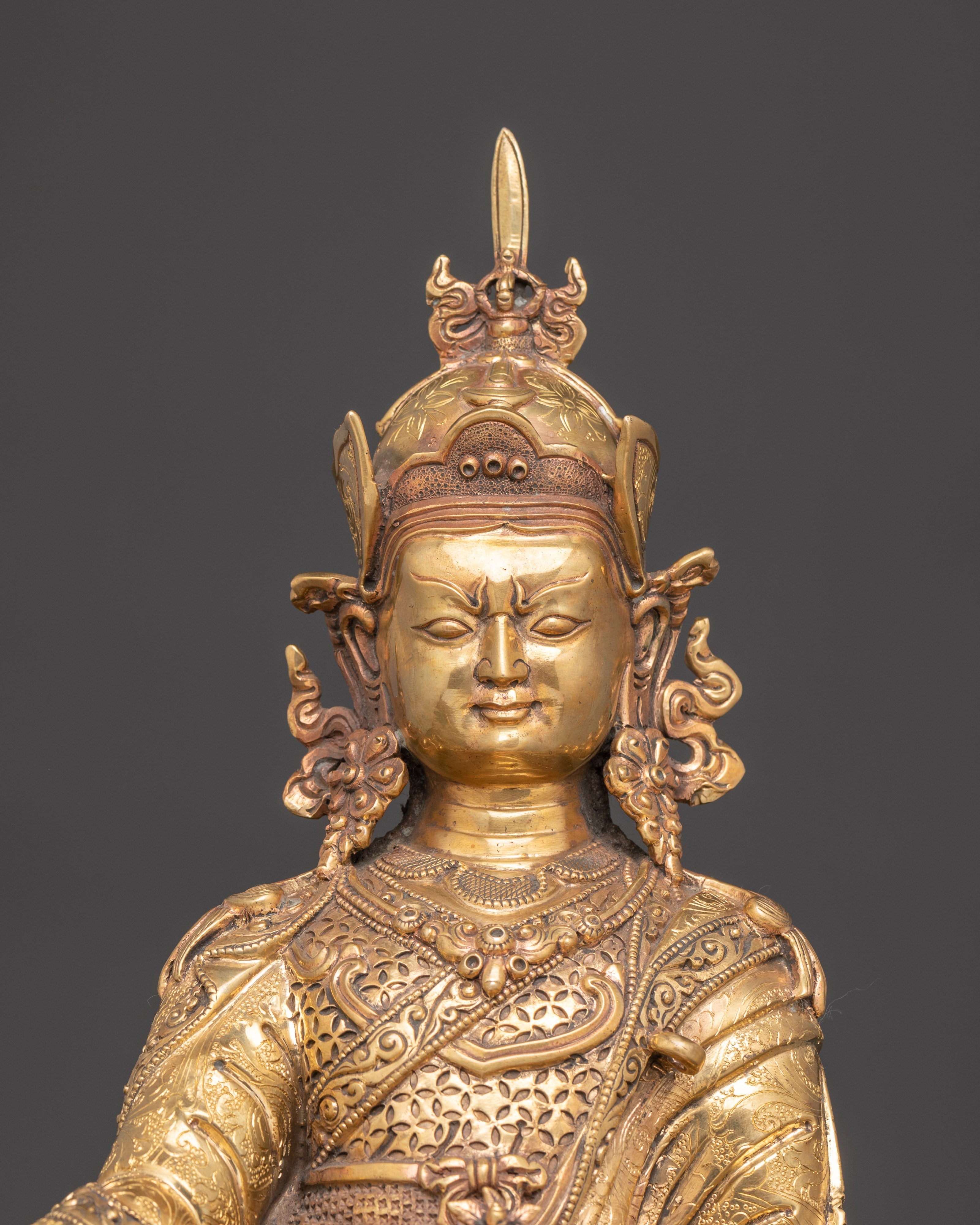 Tibetan Guru Rinpoche Sculpture | Enlightened Master Art