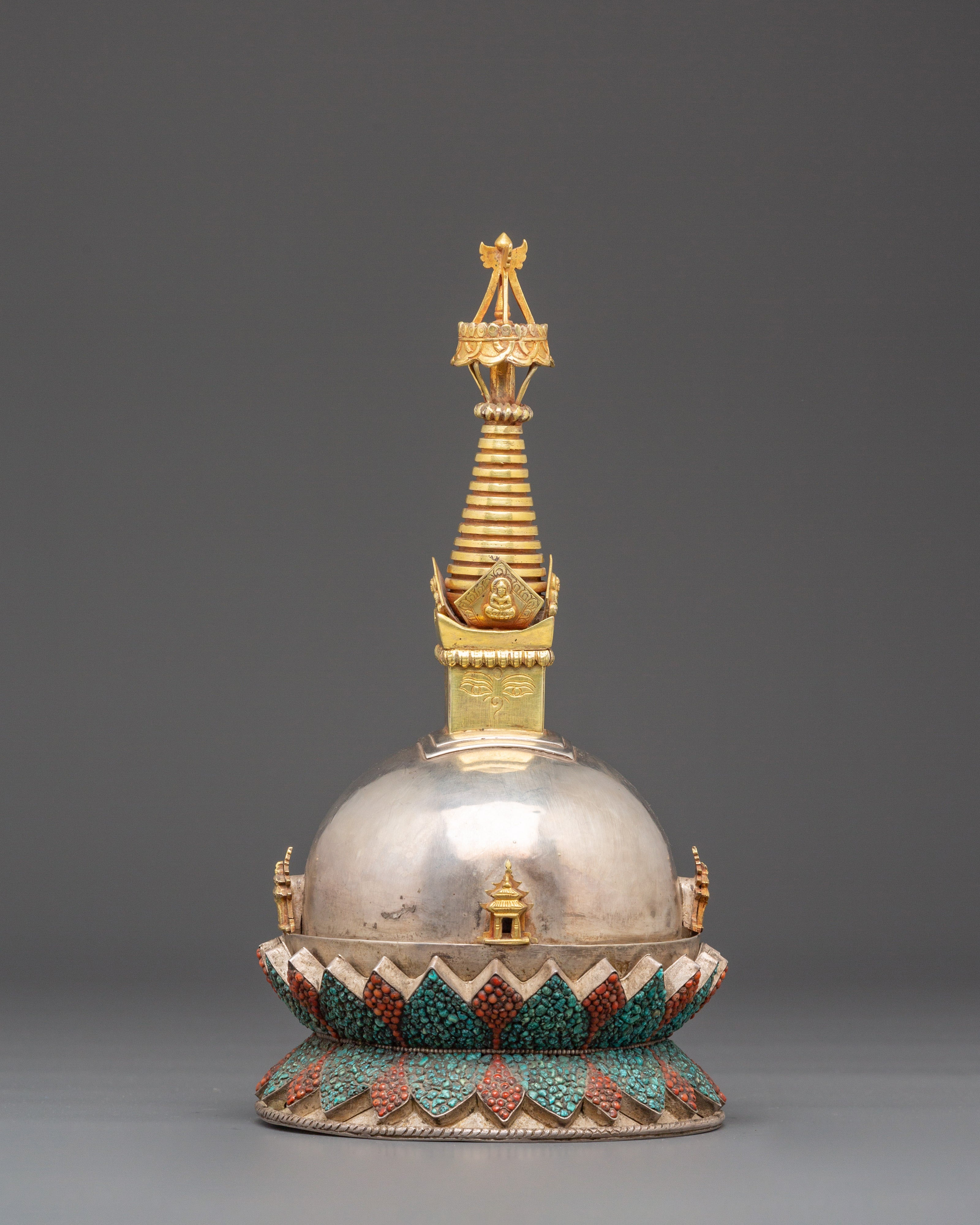 24k Gold Plated Tibetan Stupa | Symbol of Enlightenment