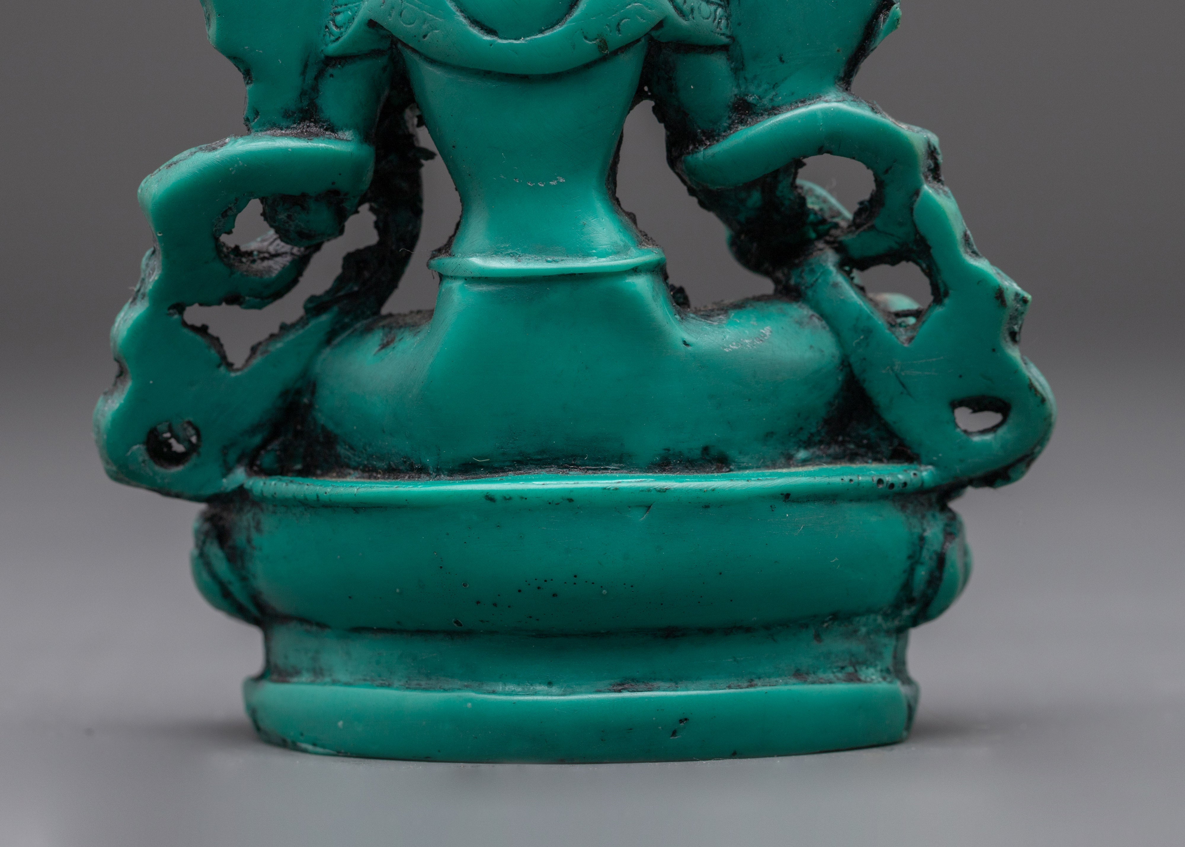 Tibetan Buddhist Goddess Green Tara | Handcrafted Turquoise Art with Spiritual Energy