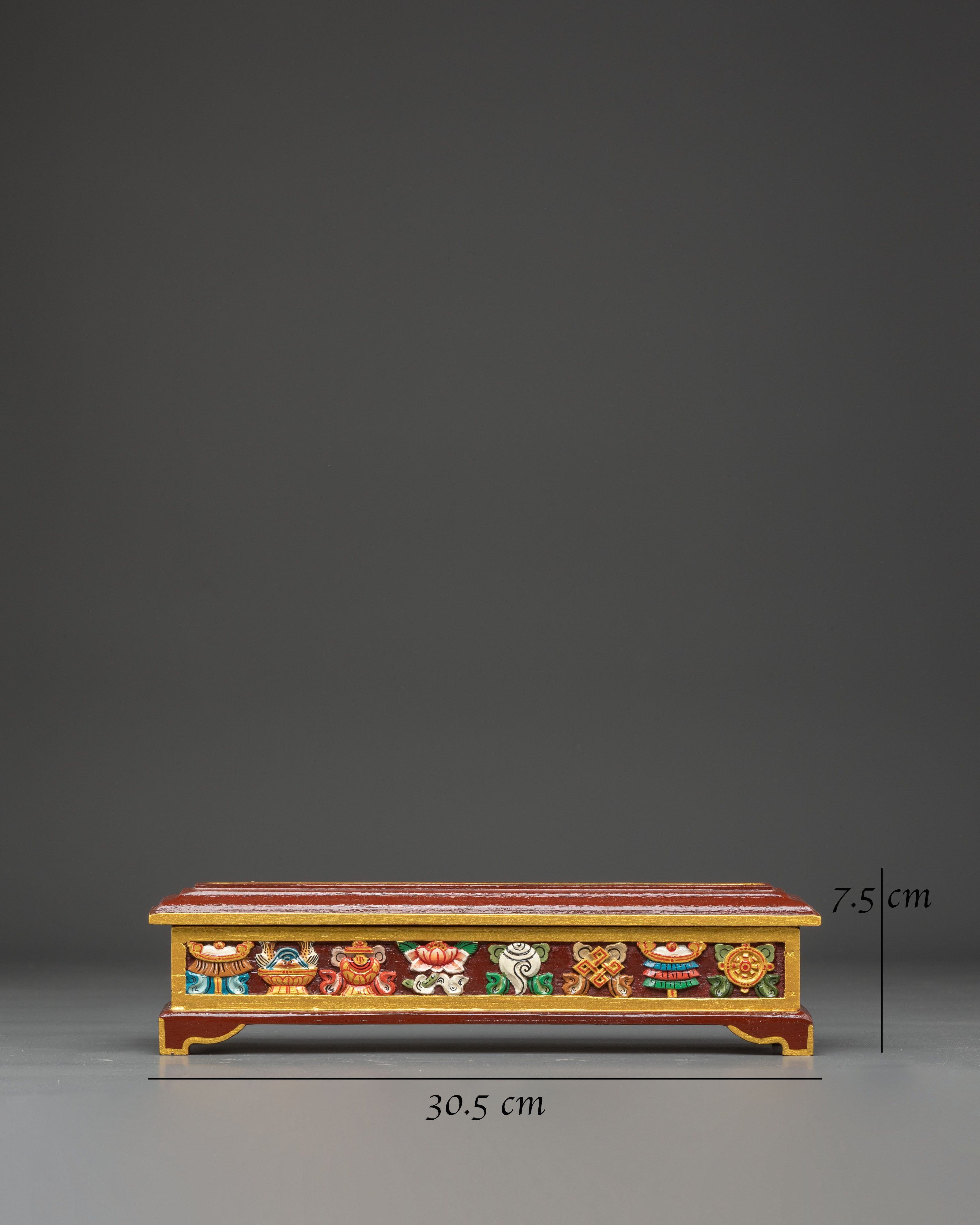 Traditional Wooden Incense Burner with 8 Auspicious Symbols