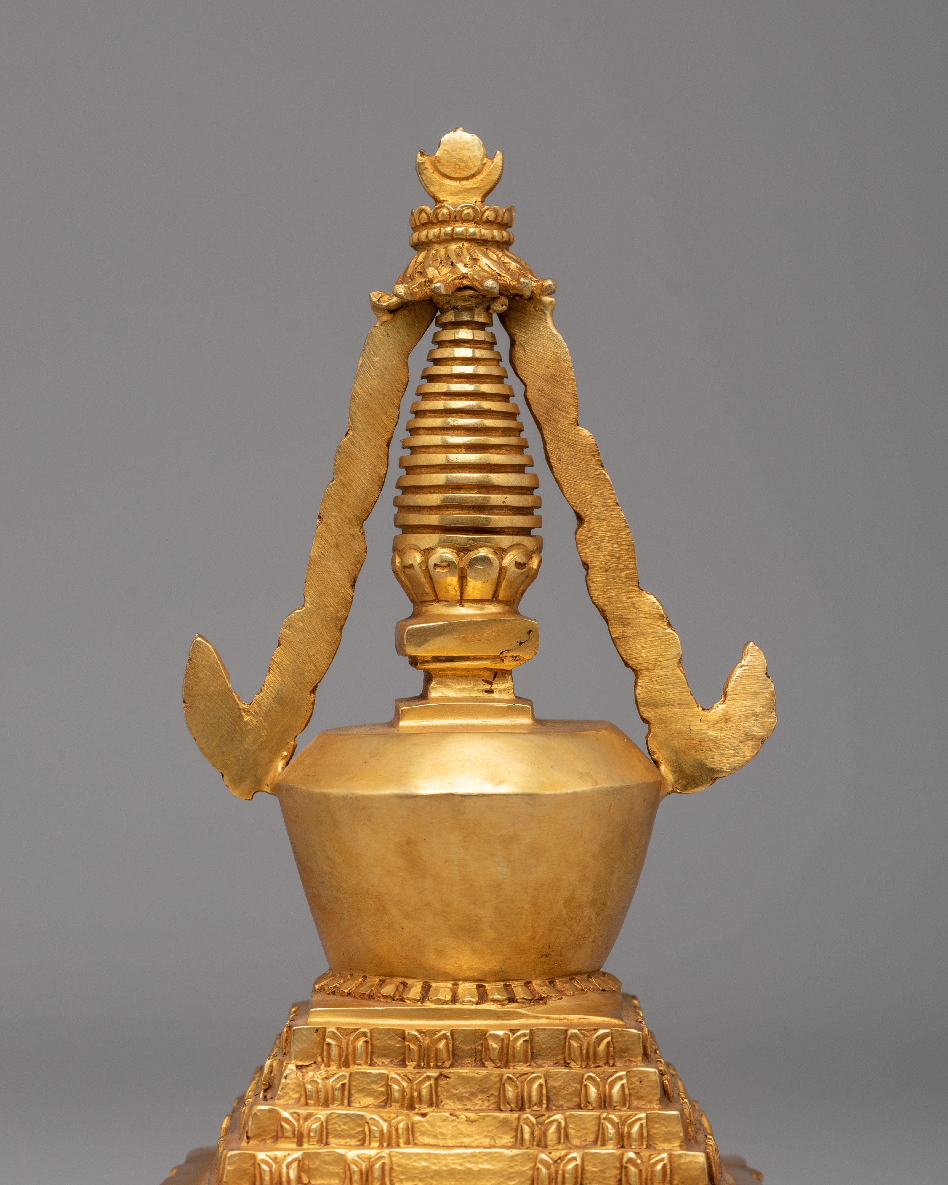 Scared Stupa for Rituals | 24K Gold Plated Buddhist Sacred Art