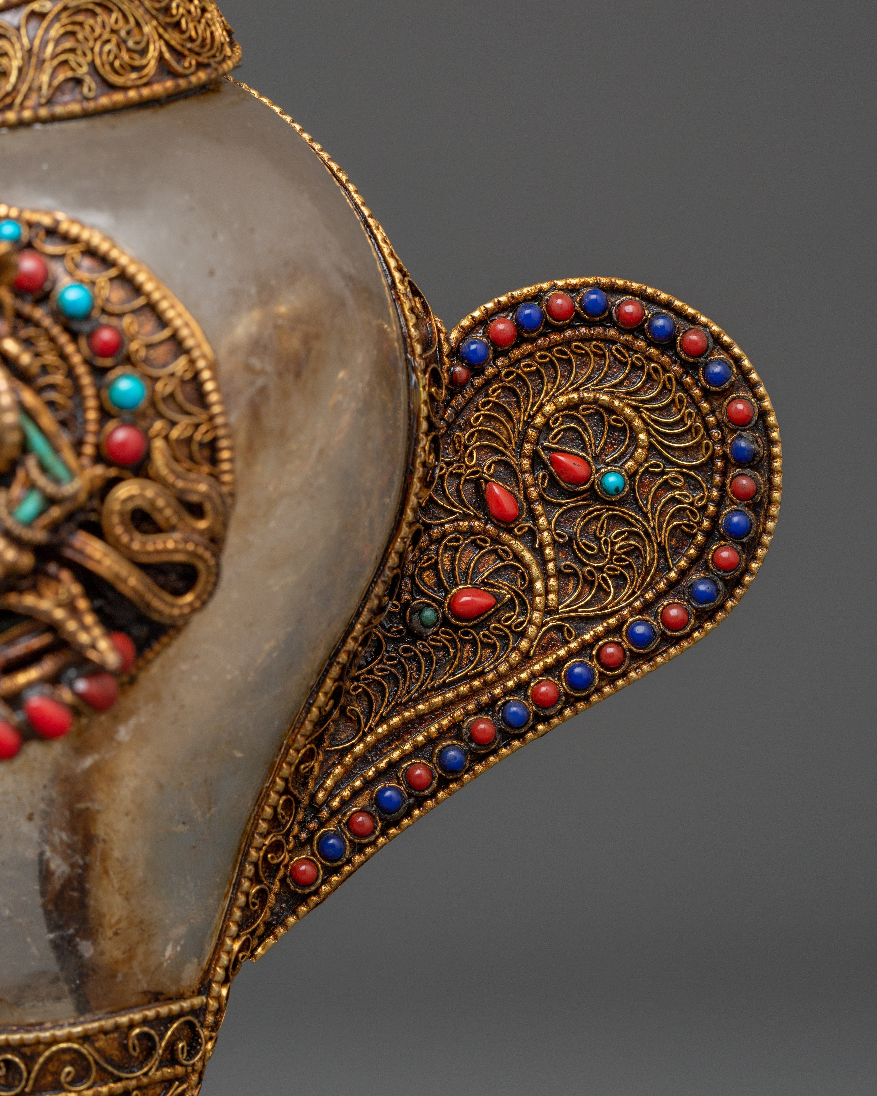 Crystal Conch Shell with Copper Body | Tibetan Spiritual Decor