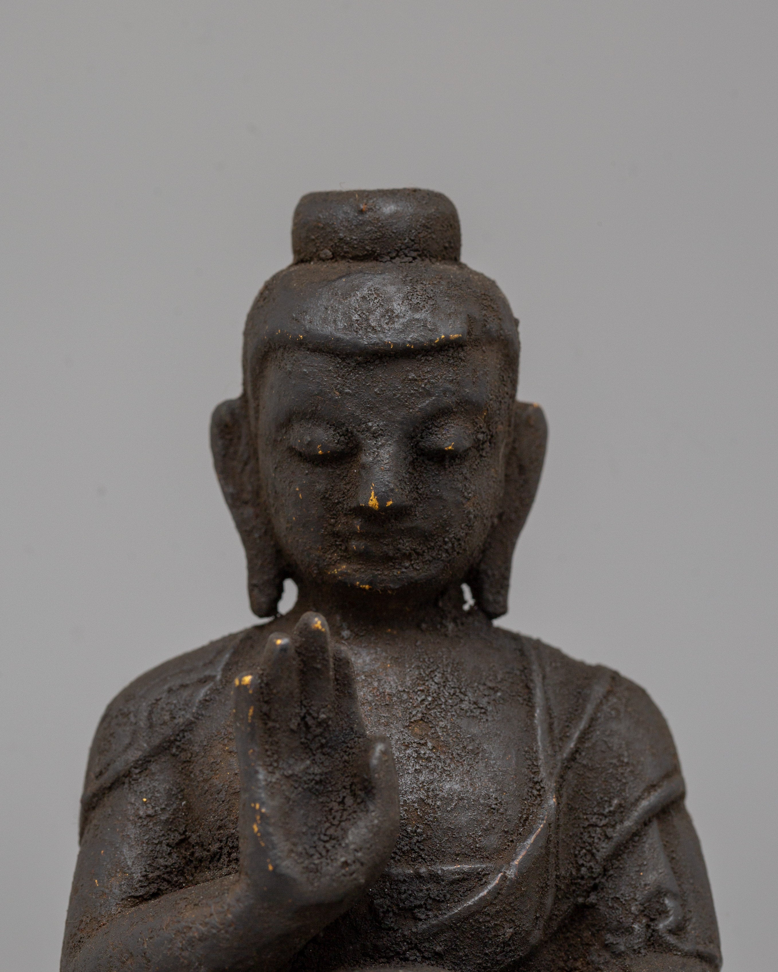 The Statue of Amogasiddhi Buddha | Handcrafted Wooden Buddha Sculpture