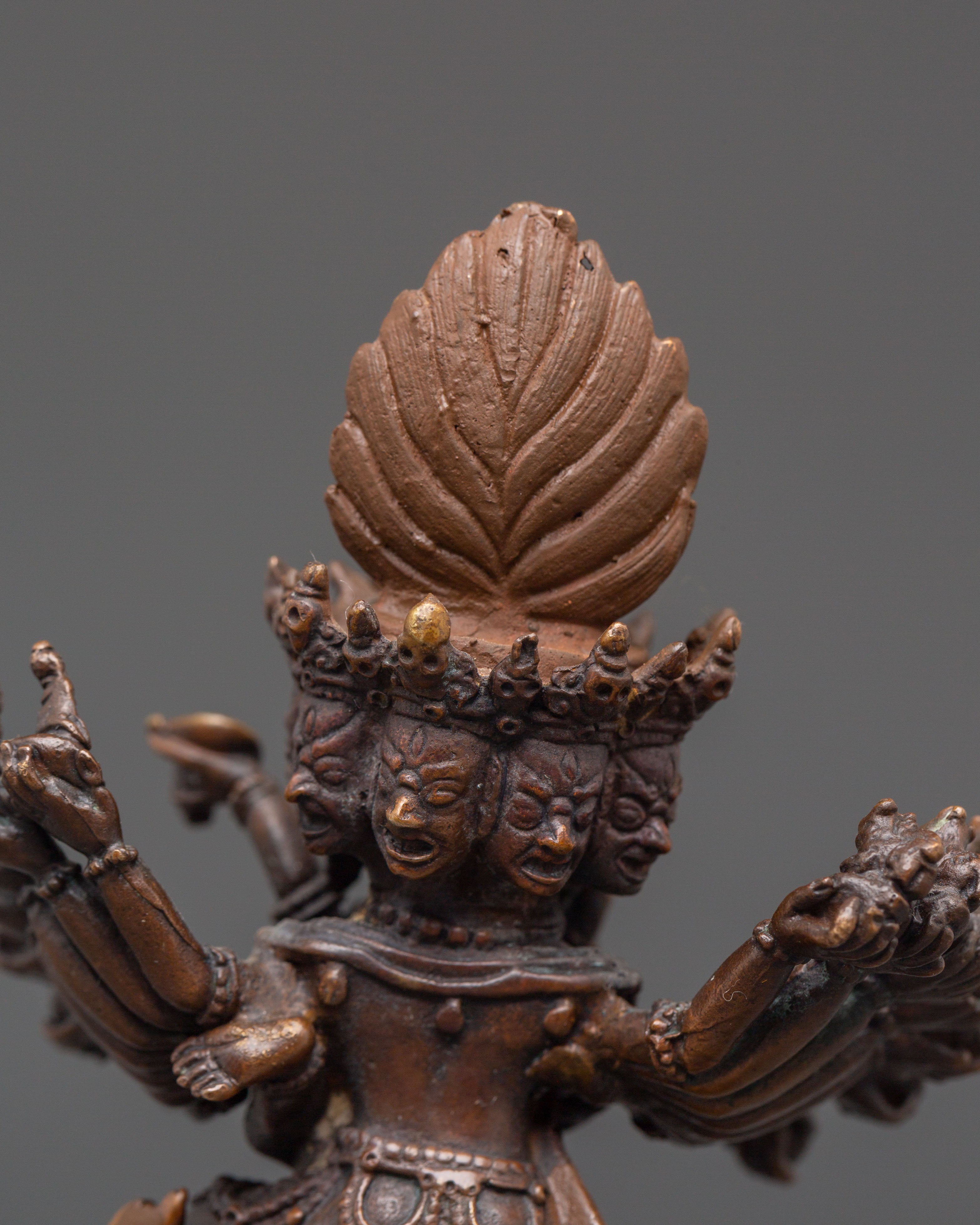 Tantric Protector Hevajra Statue | Oxidized Copper Tibetan Deity Sculpture