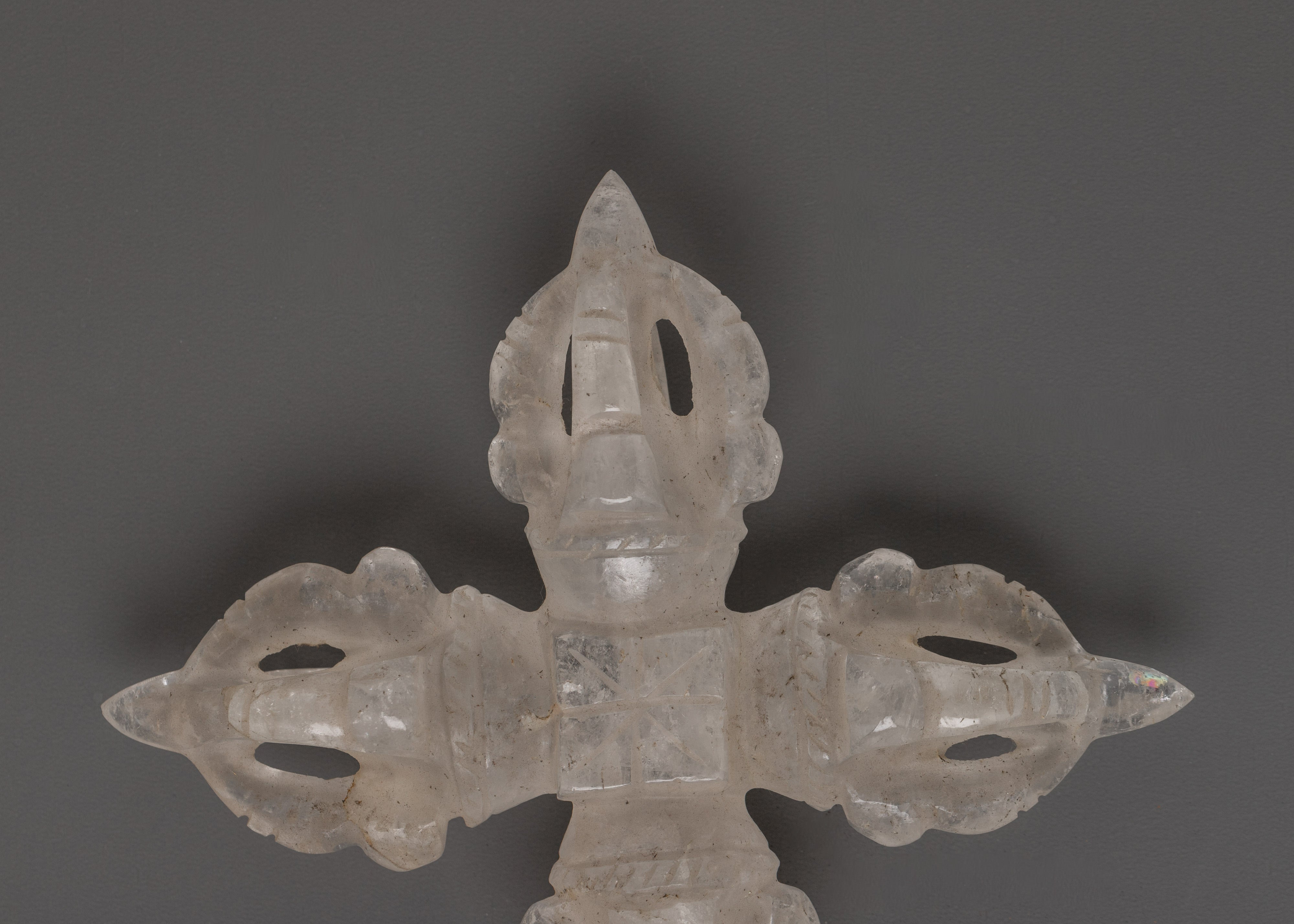 Tibetan Crystal Bishwo Vajra | Hand-Carved Spiritual Vajra for Meditation
