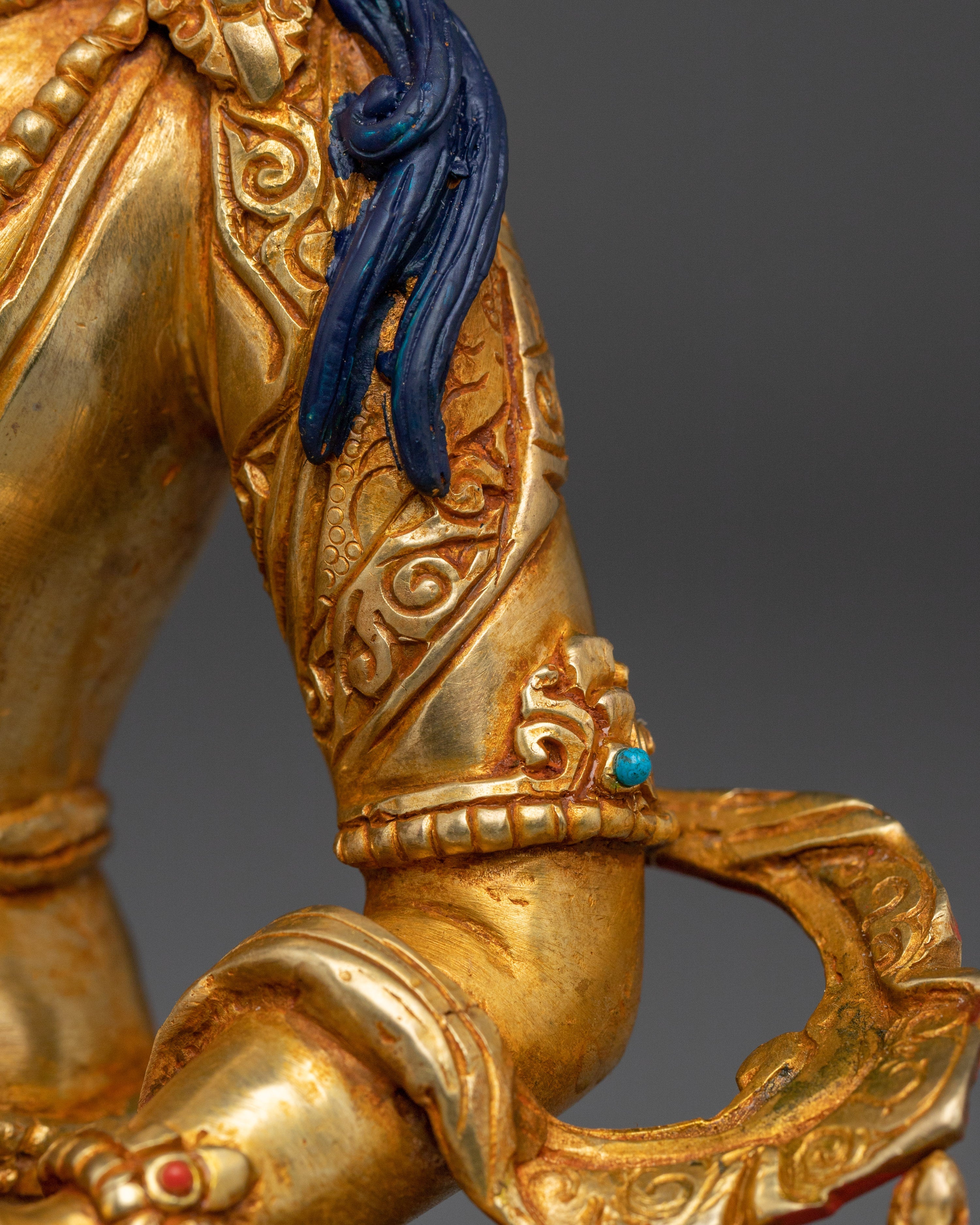 Tibetan 24K Gold Gilded Vajrasattva statue | Copper Buddhist Sculpture Spiritual Decor