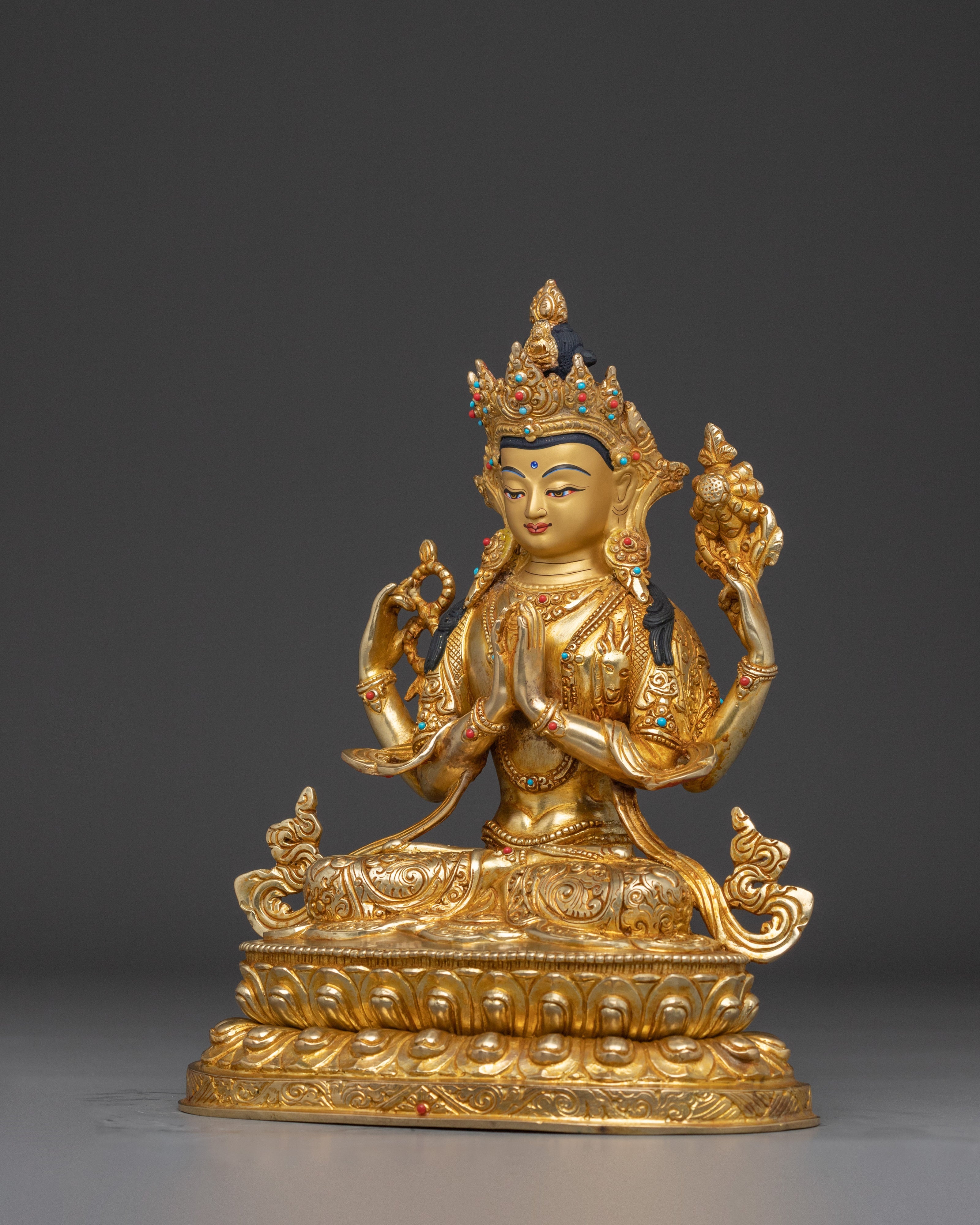 Handmade Buddha Artwork of Chenrezig | Protector and Healer in Tibetan Buddhism