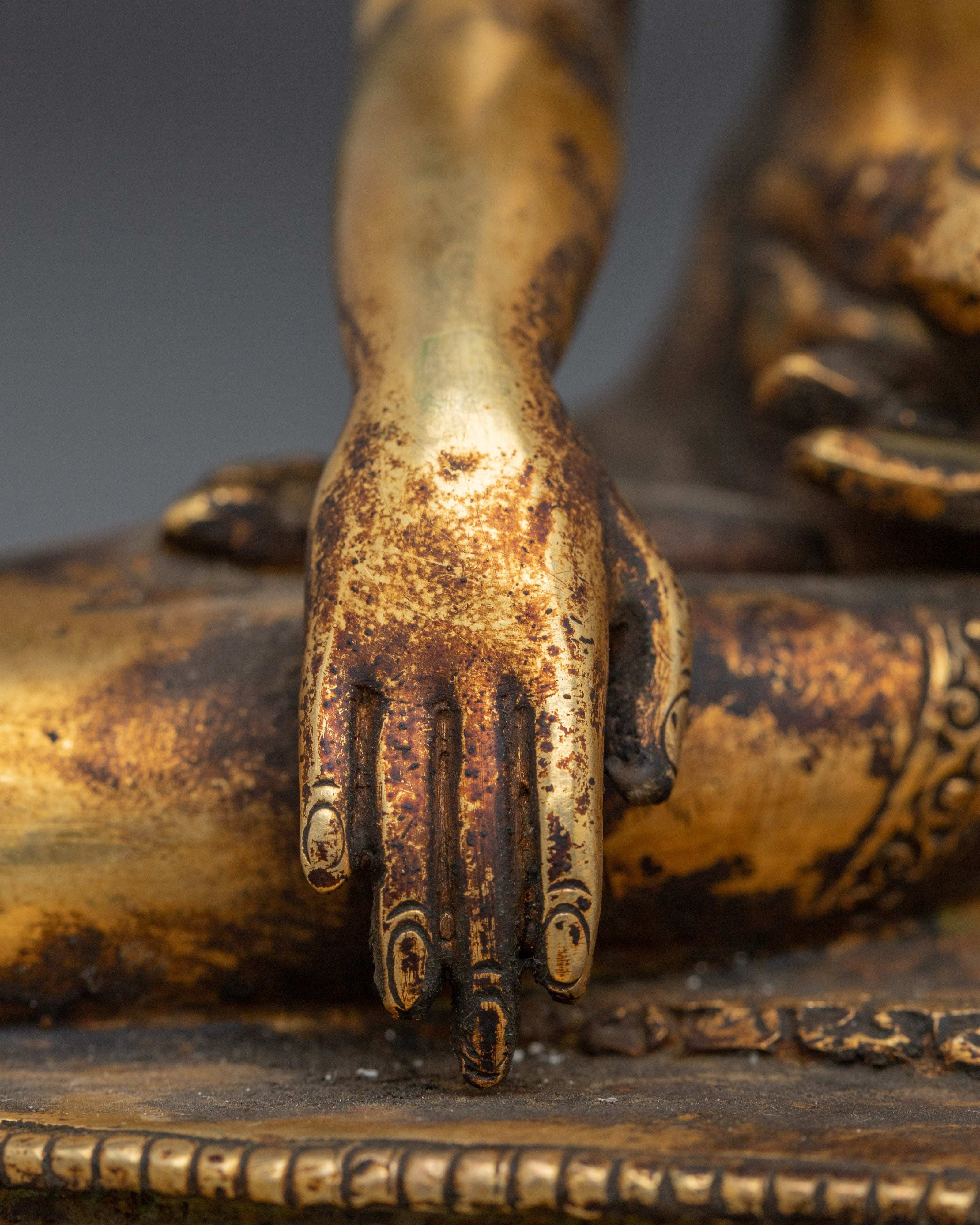 Copper And Gold Plated Shakyamuni Buddha Statue | Symbol of Calm and Divine Knowledge