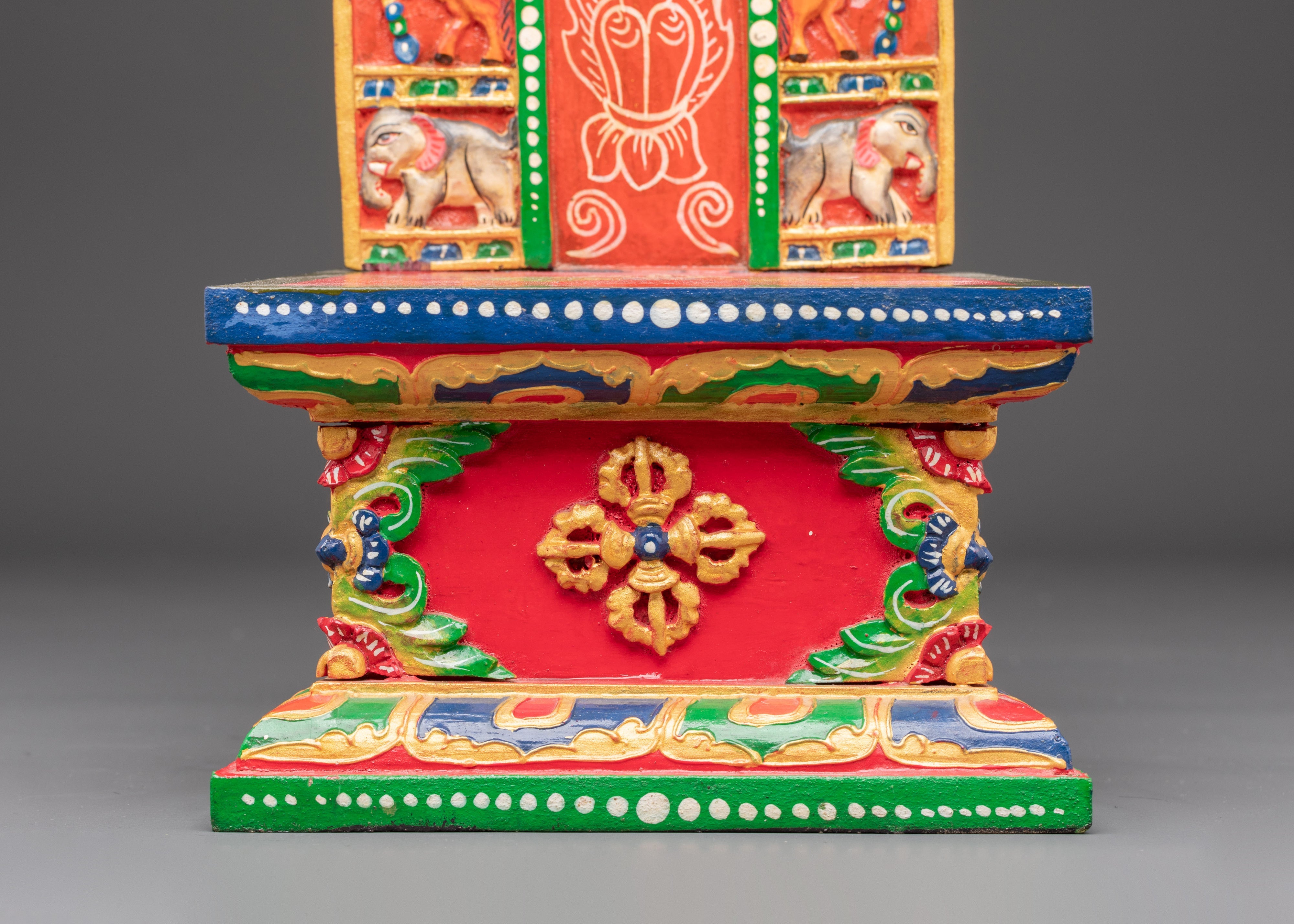 Handmade Traditional Buddhist Shrine Throne | Hand-Painted Tibetan Altar