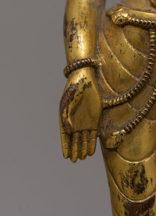 Mongolian Antique Lokeshwor Statue | Sacred Avalokiteshvara Bodhisattva for Meditation