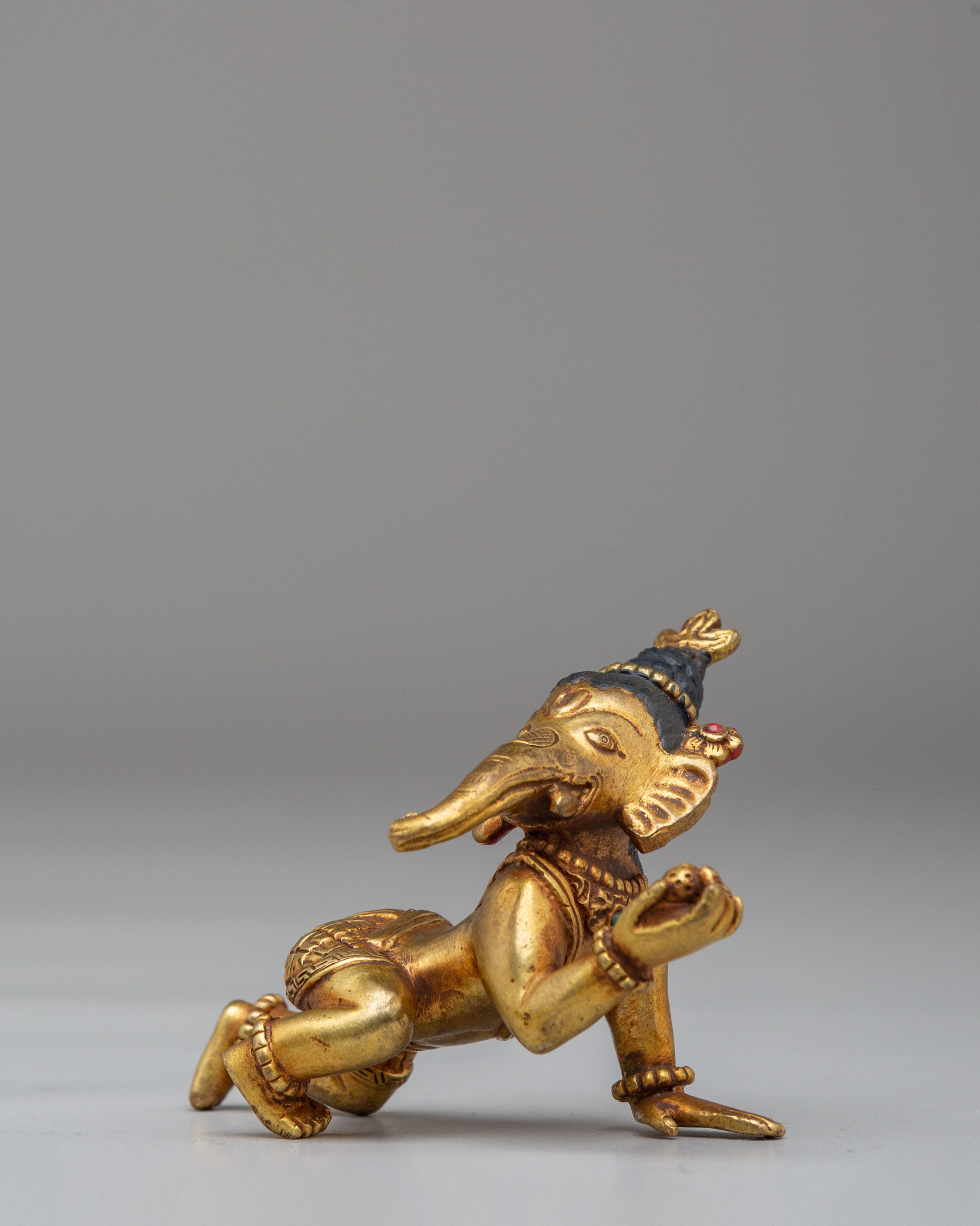 Divine Ganesh God Statue | Gold Plated Copper Sculpture