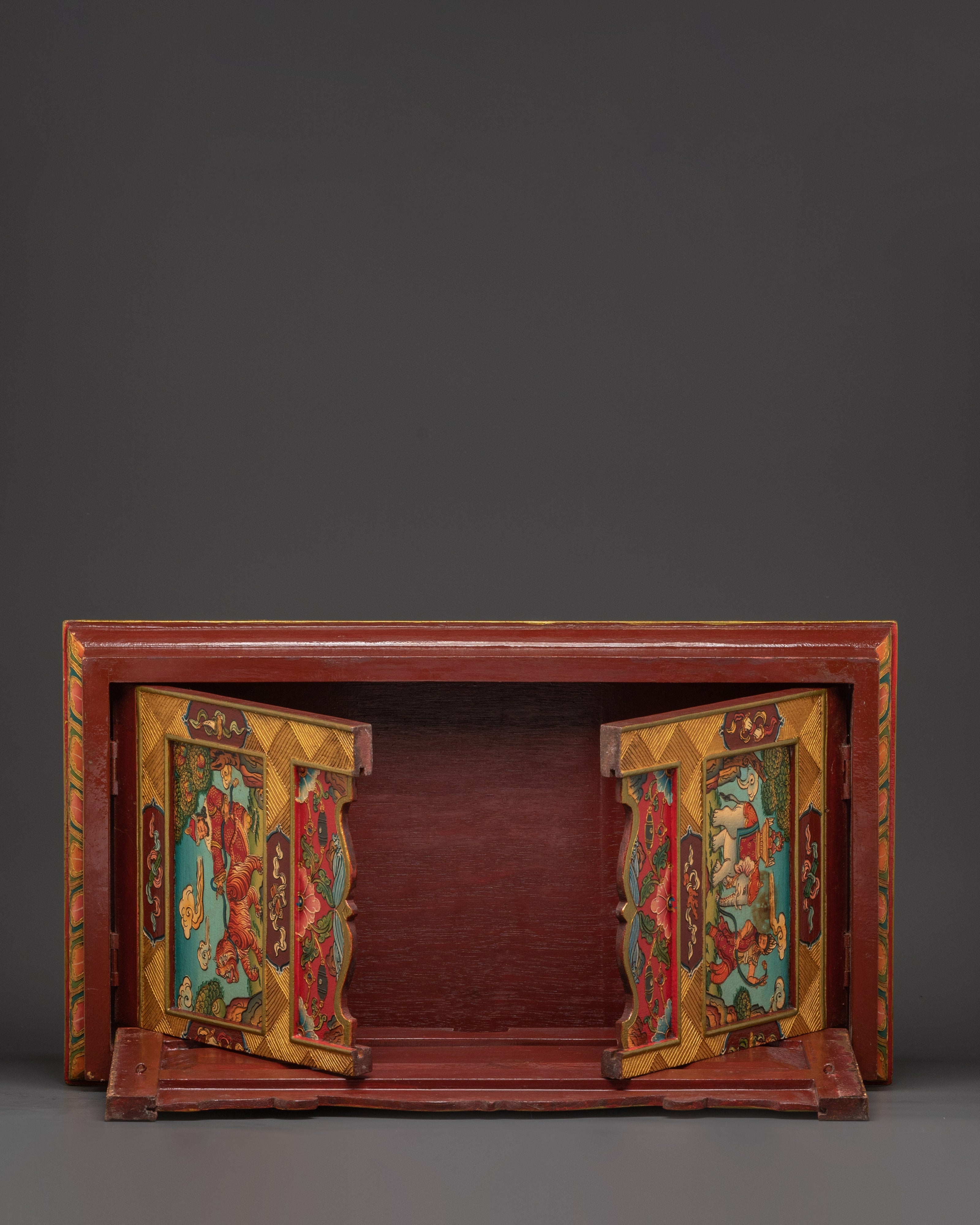 Handcrafted Tibetan Folding Table | Painted Buddhist Art Table