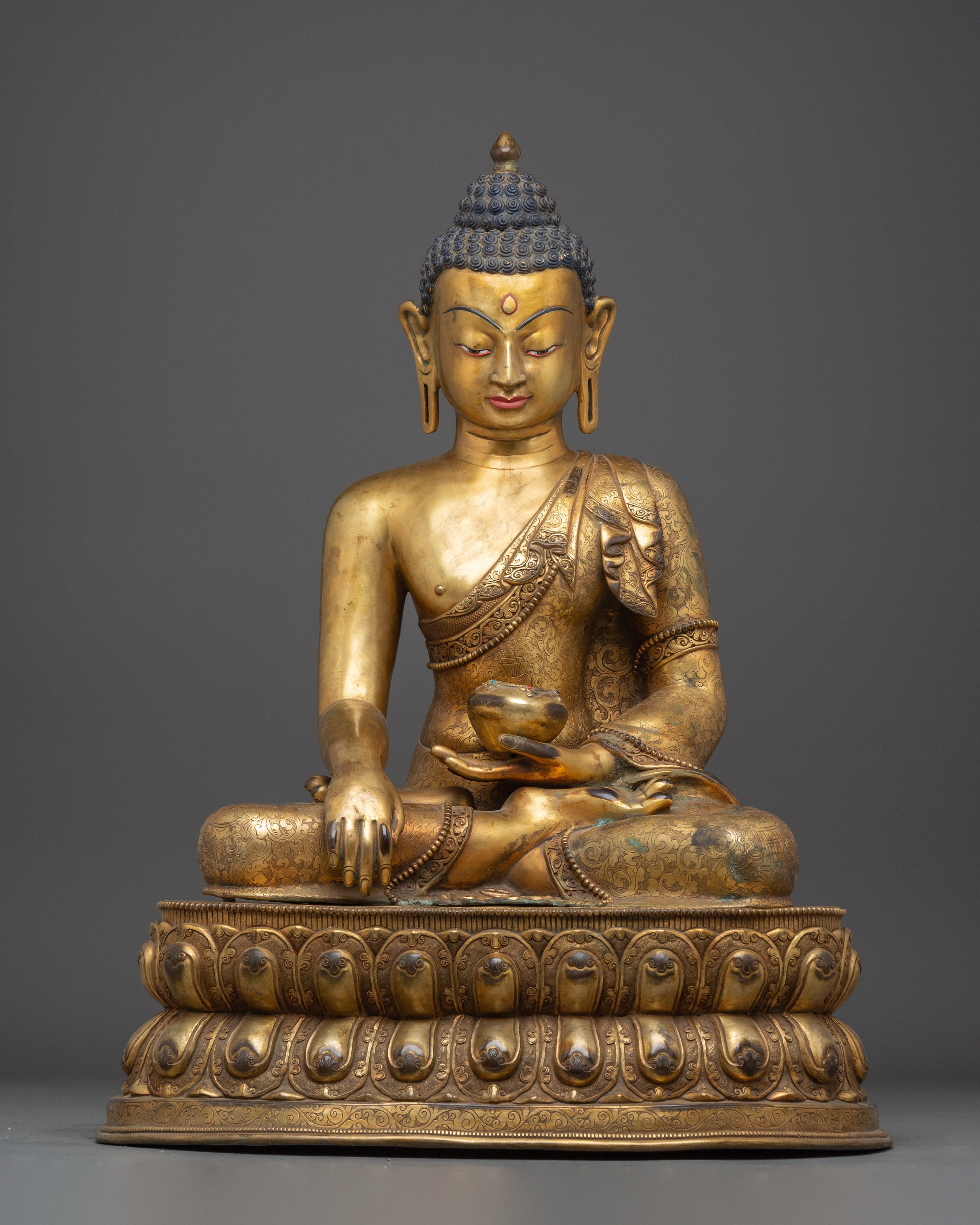 Copper Gold Plated Shakyamuni Buddha | Statue for Meditation, Spiritual Growth