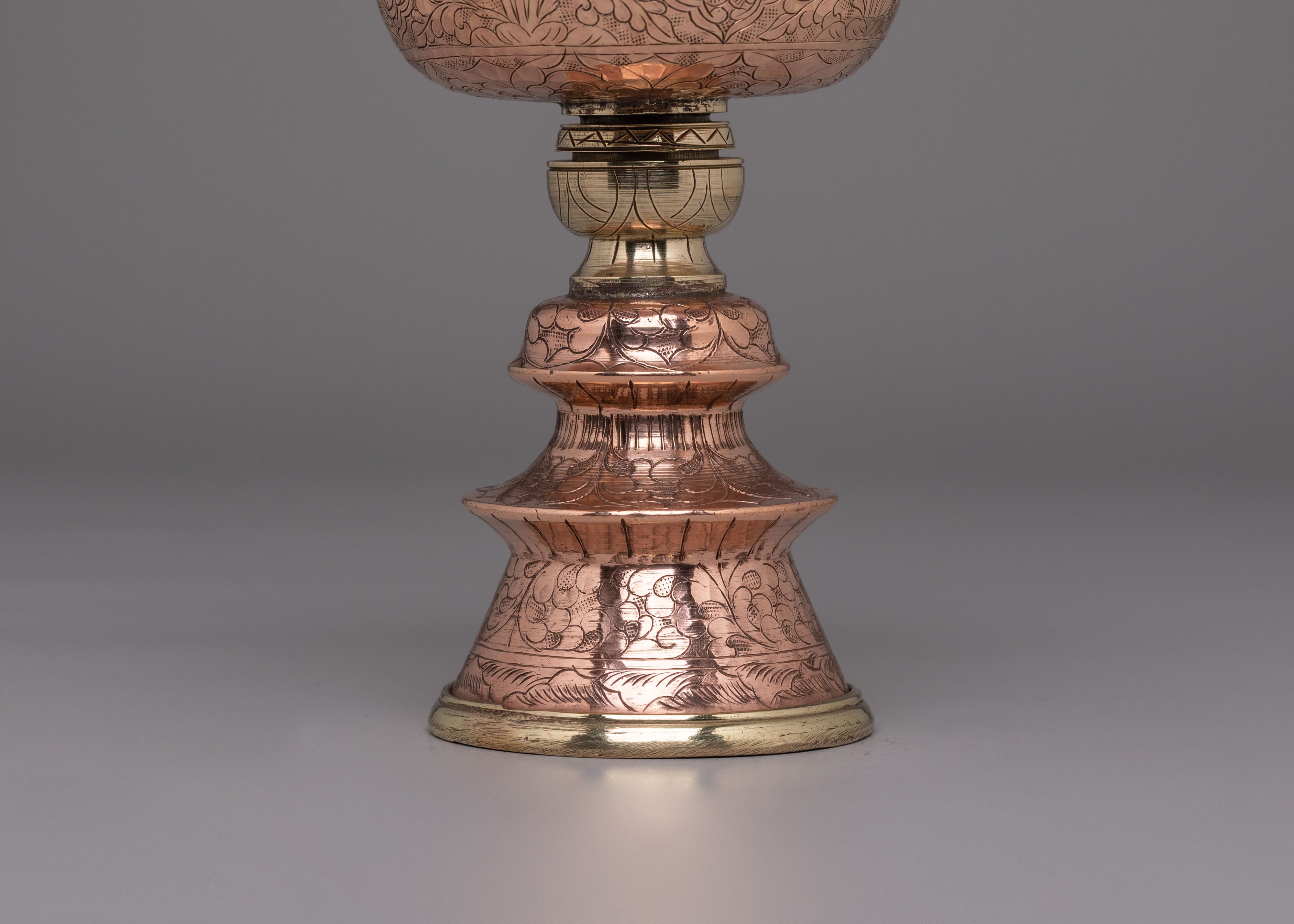 Sacred Butter Lamp Set for Meditation | Handcrafted Copper and Brass Ritual Lamps