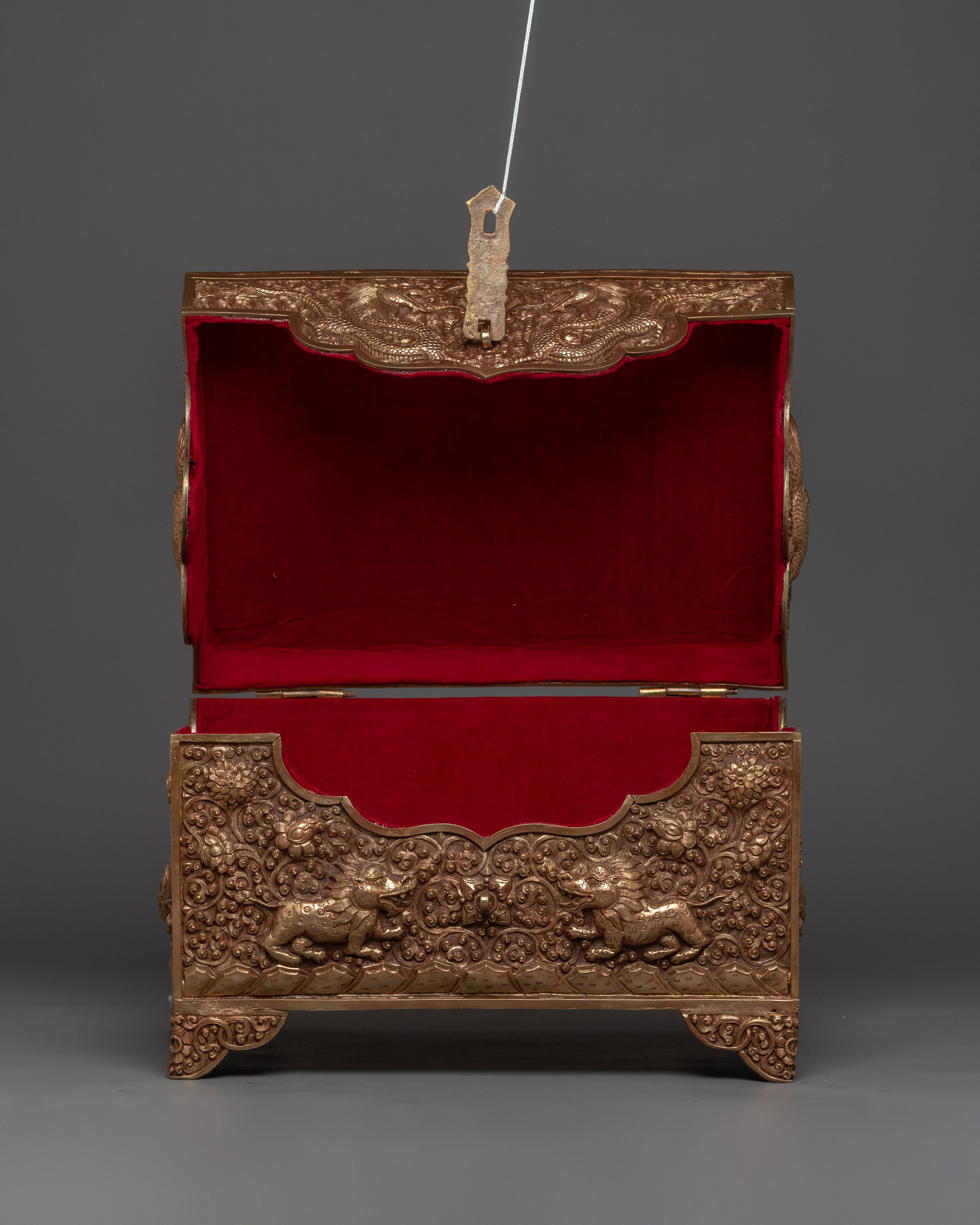Copper Treasure Box with Gold Plating | Snow Lion Guardians
