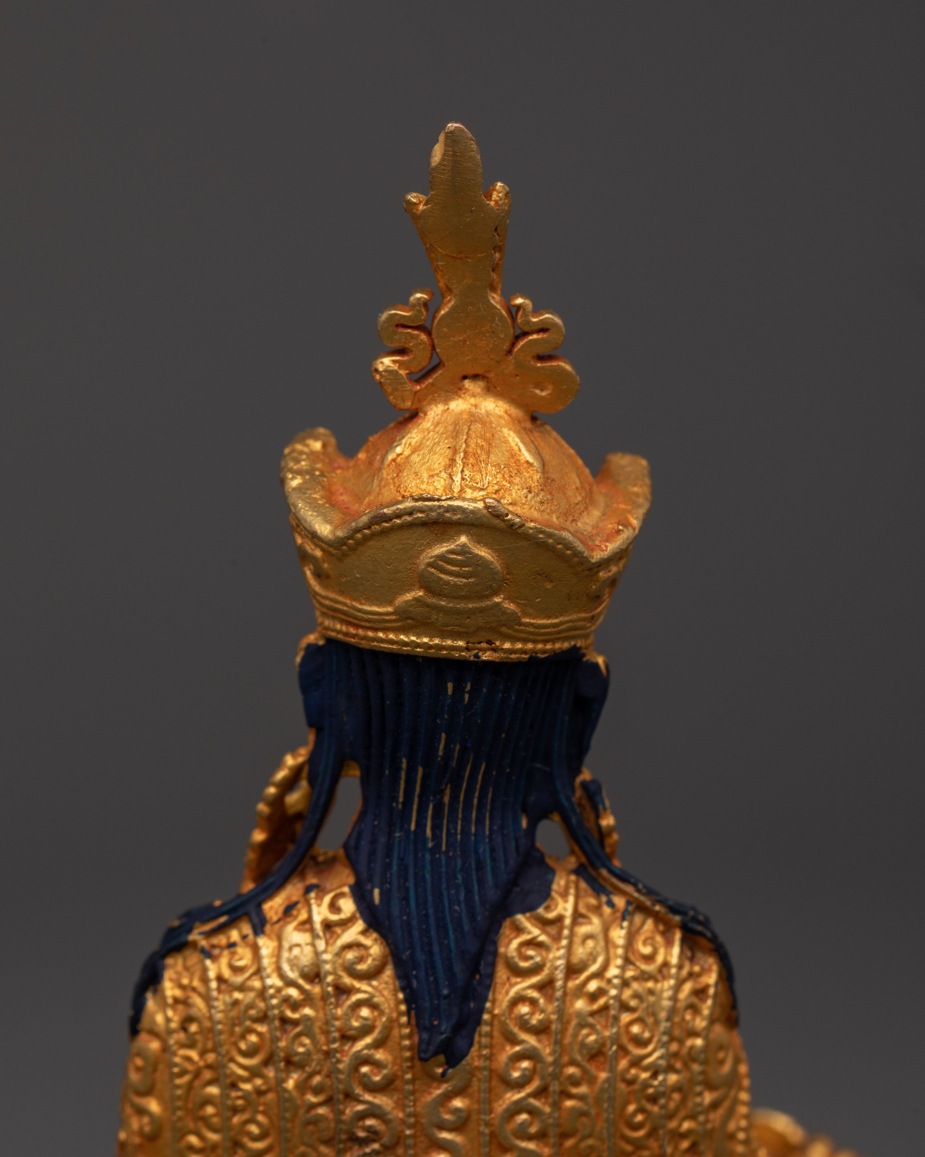 Guru Rinpoche Statue with Trident | Handcrafted Tibetan Master Sculpture