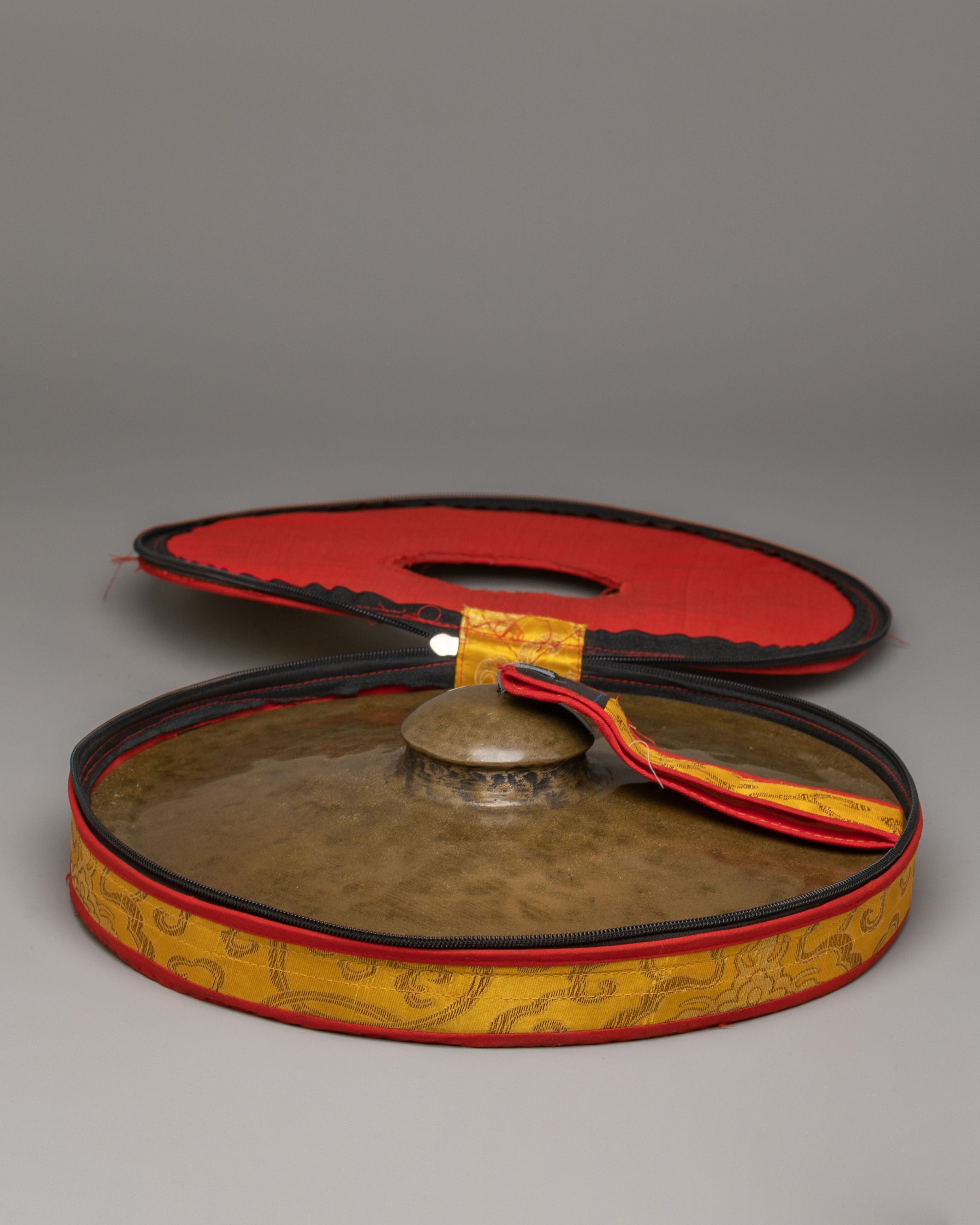 Traditional Tibetan Jhyamta | Seven Metal Ritual Cymbals with Cover