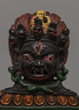 Hand-Carved Bhairav Head Decor | Spiritual Protection Idol