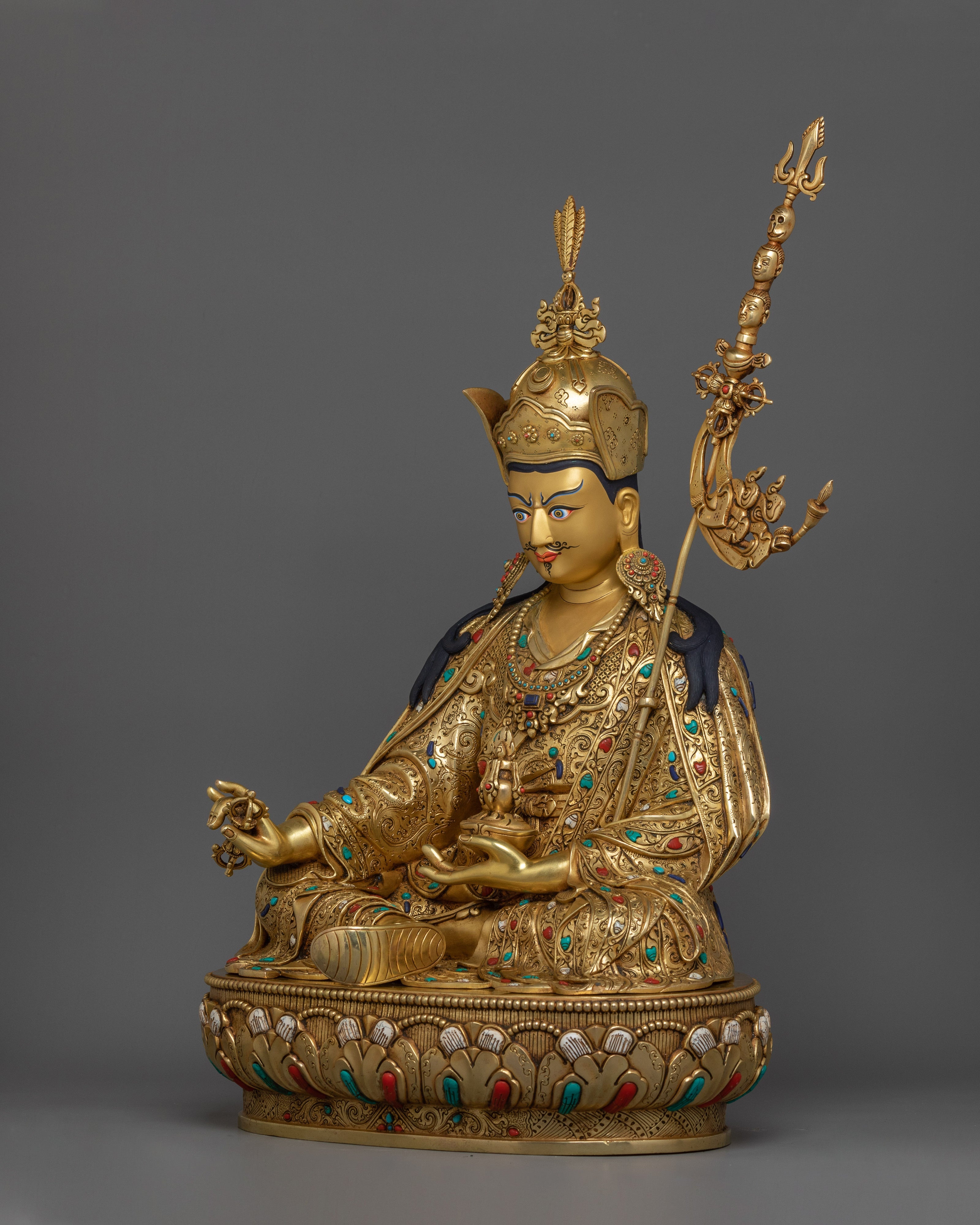 Guru Rinpoche With Beautiful Handcarved Gemstones Statue | The Precious Master