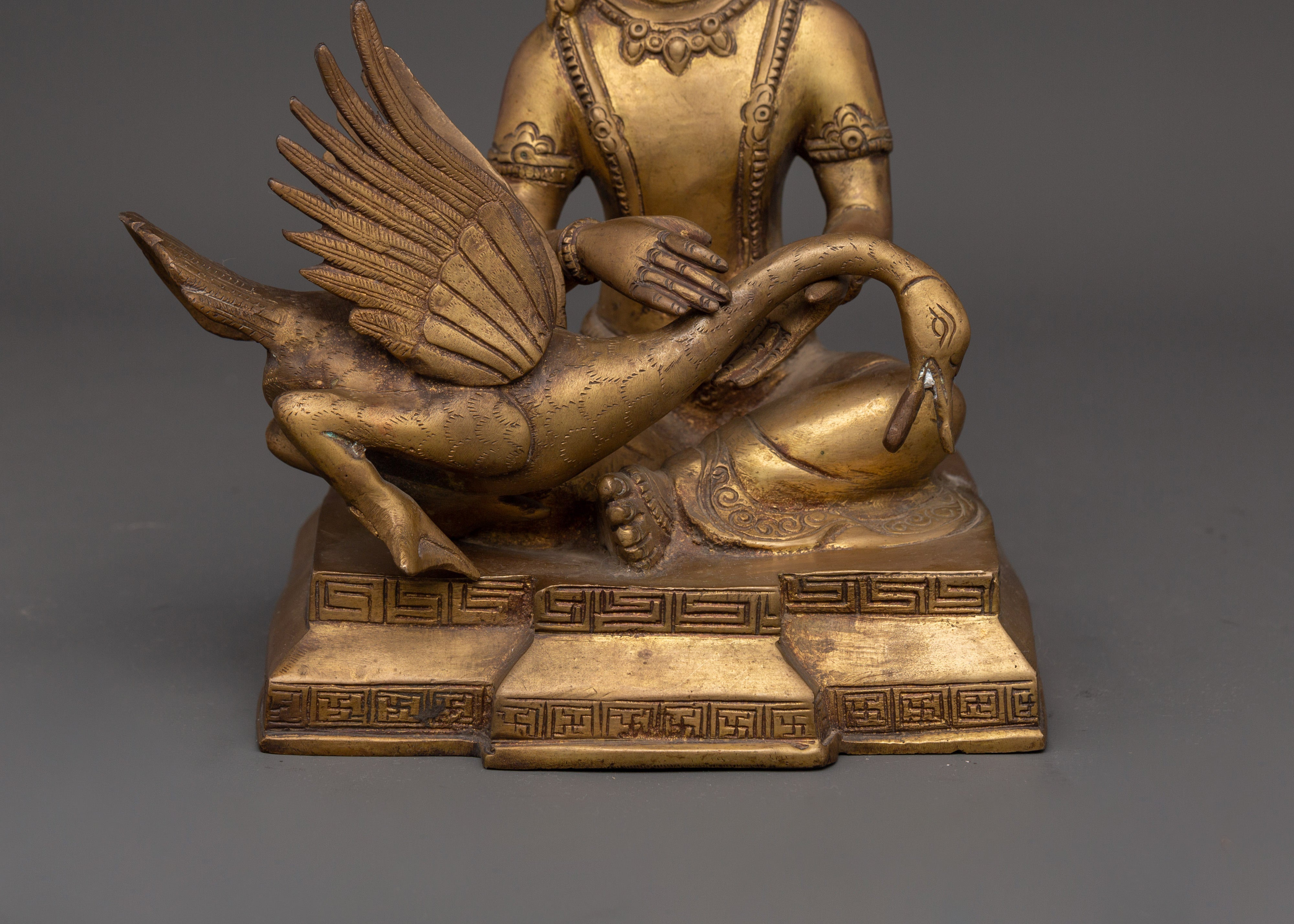 Brass Siddhartha Gautam Statue with Swan | Symbolizing Compassion and Protection