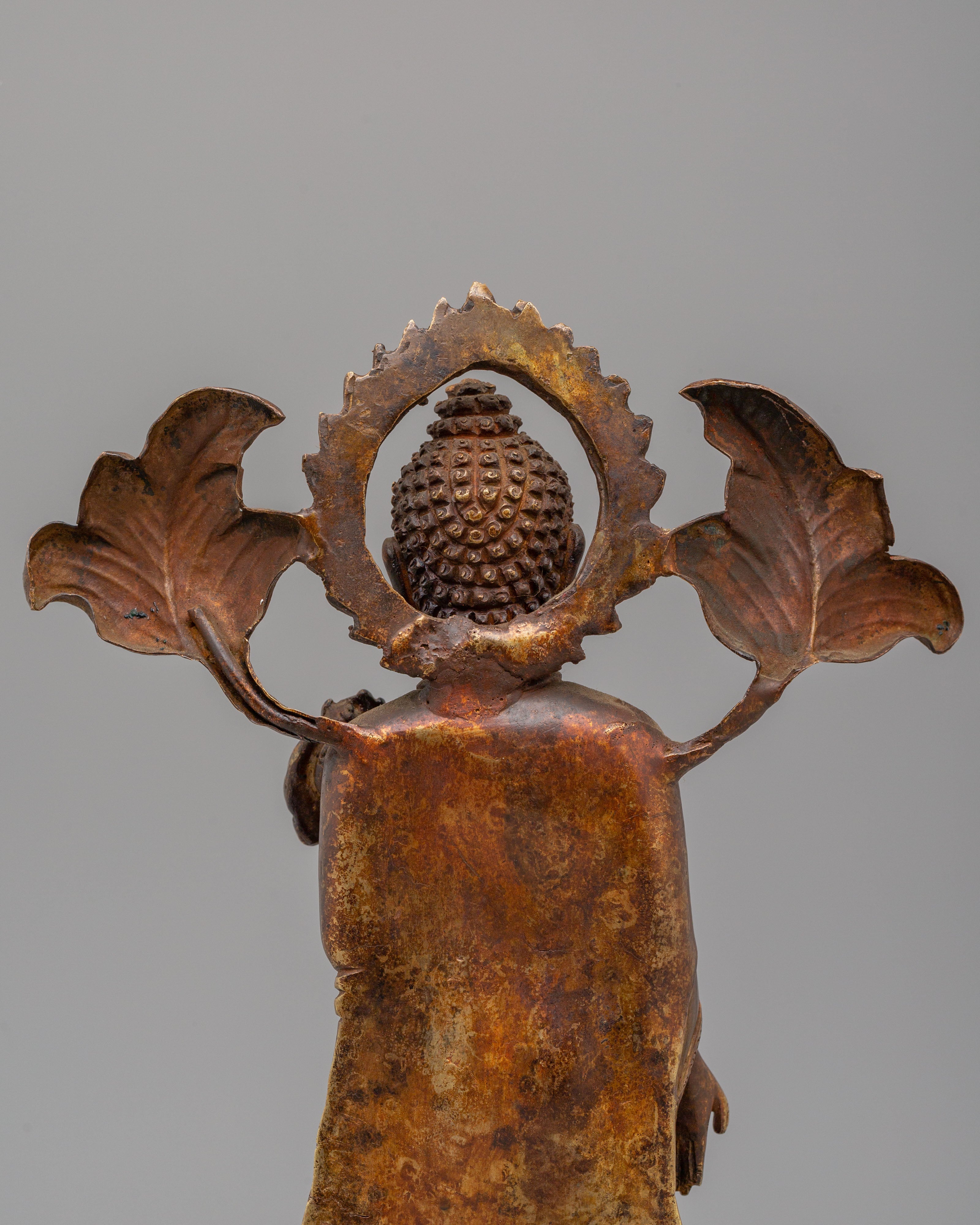 Tibetan Altar Dipankara Buddha Statue | Handcrafted Copper Art