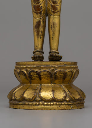 Mongolian Antique Lokeshwor Statue | Sacred Avalokiteshvara Bodhisattva for Meditation