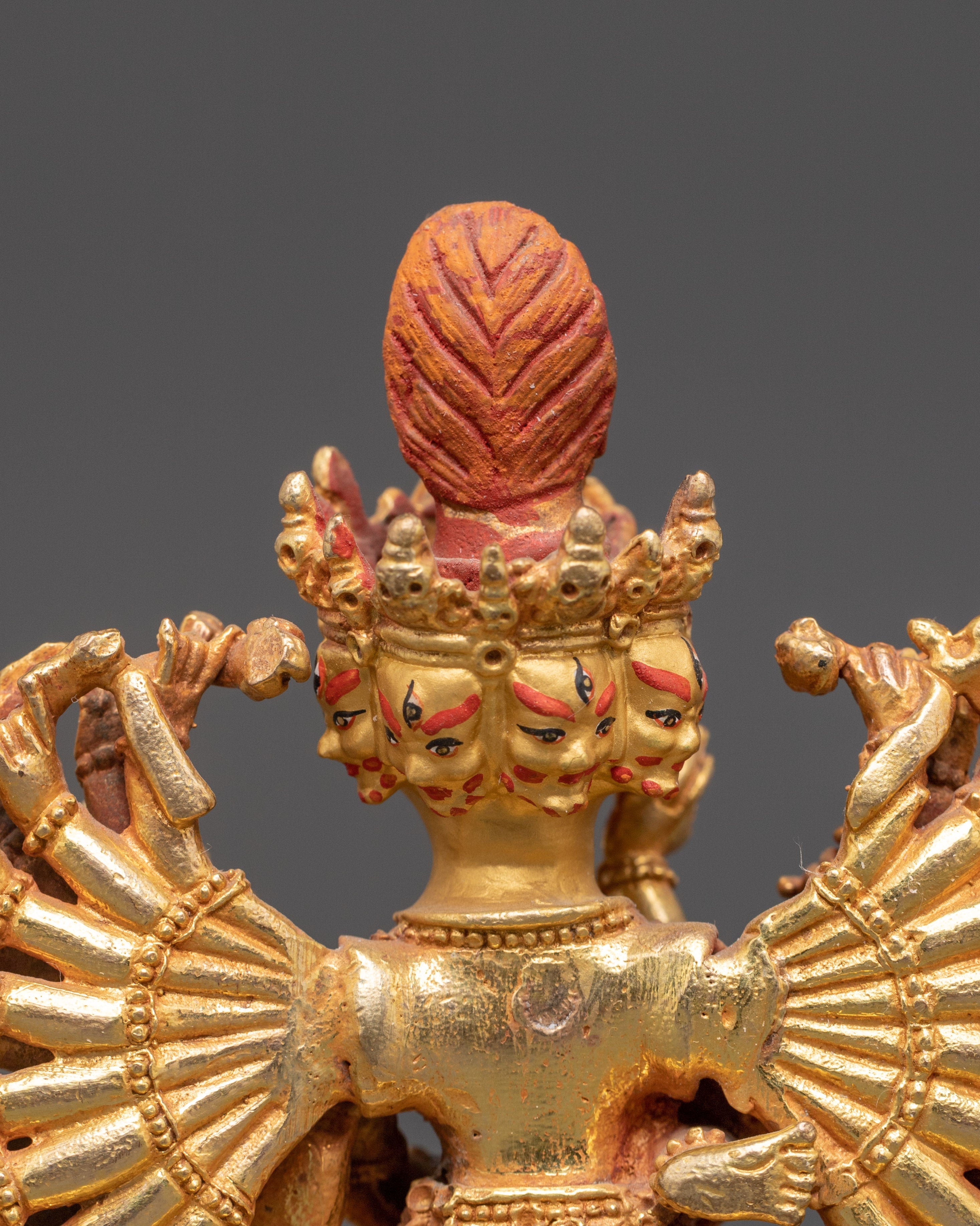 Yamantaka Gold Plated Statue | Tibetan Buddhist Deity Sculpture