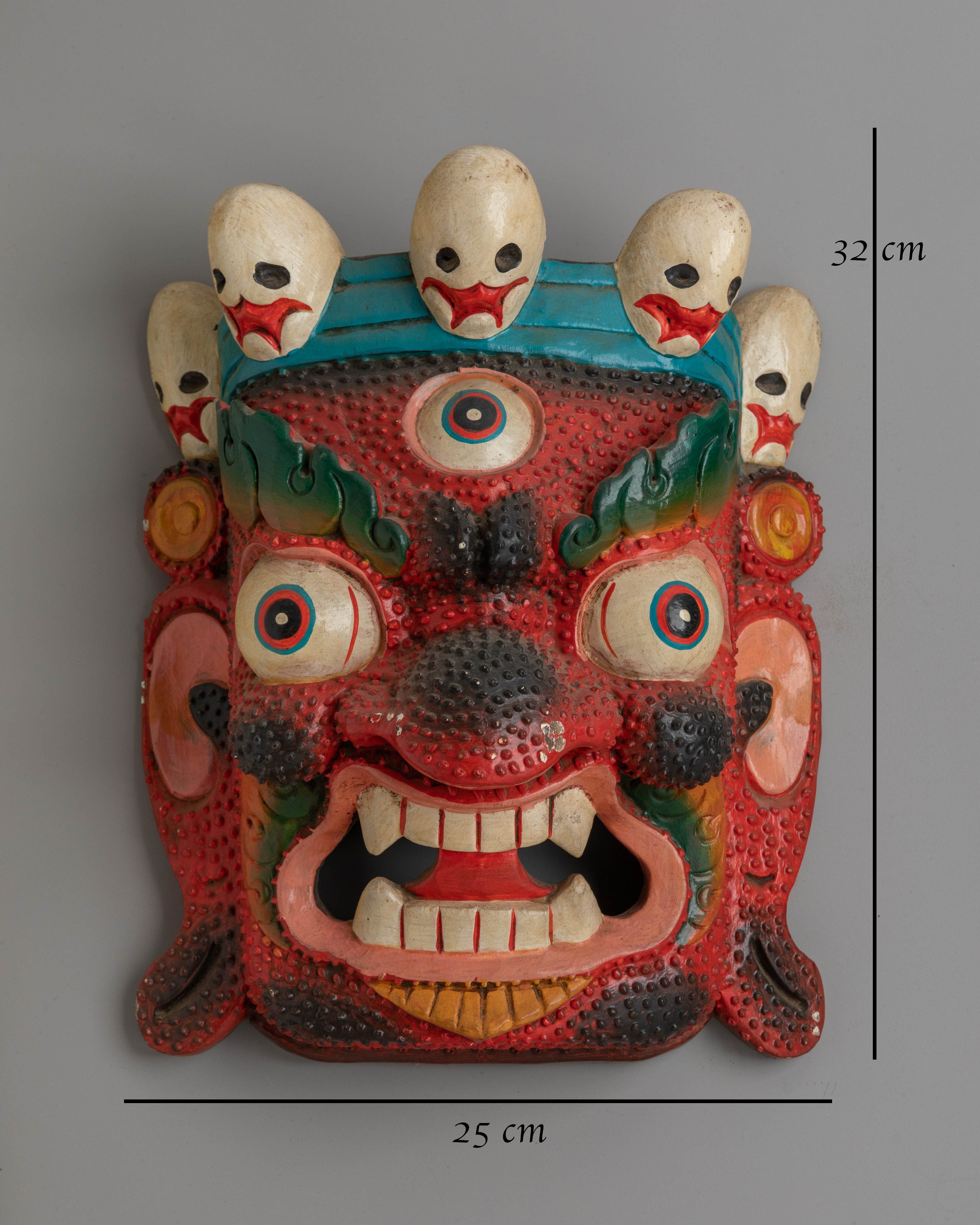 Wooden Bhairava Mask Wall Art | Protector Deity Wall Hanging