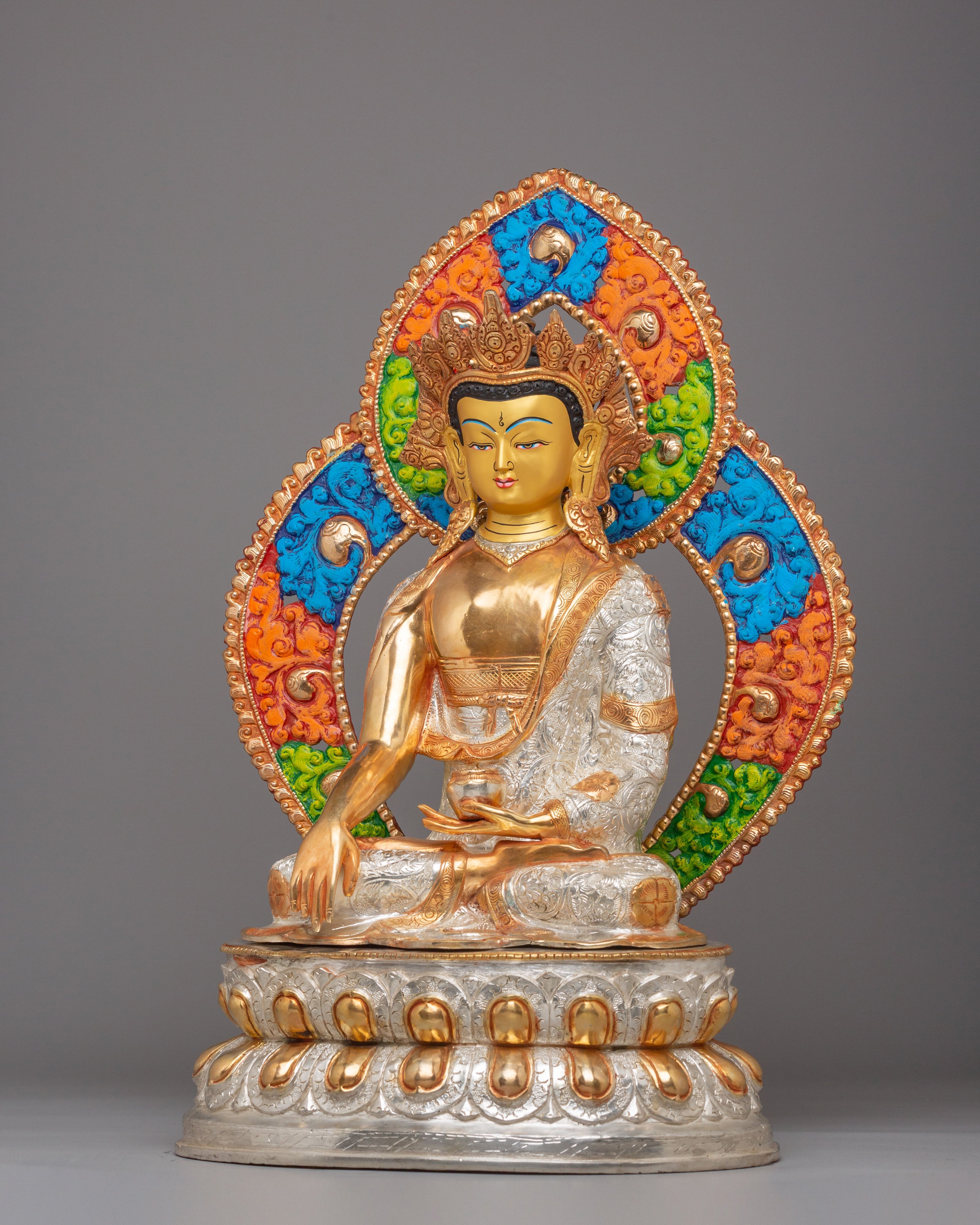 Buddhist Crown Shakyamuni Buddha Statue | Handcrafted Tibetan Deity Sculpture