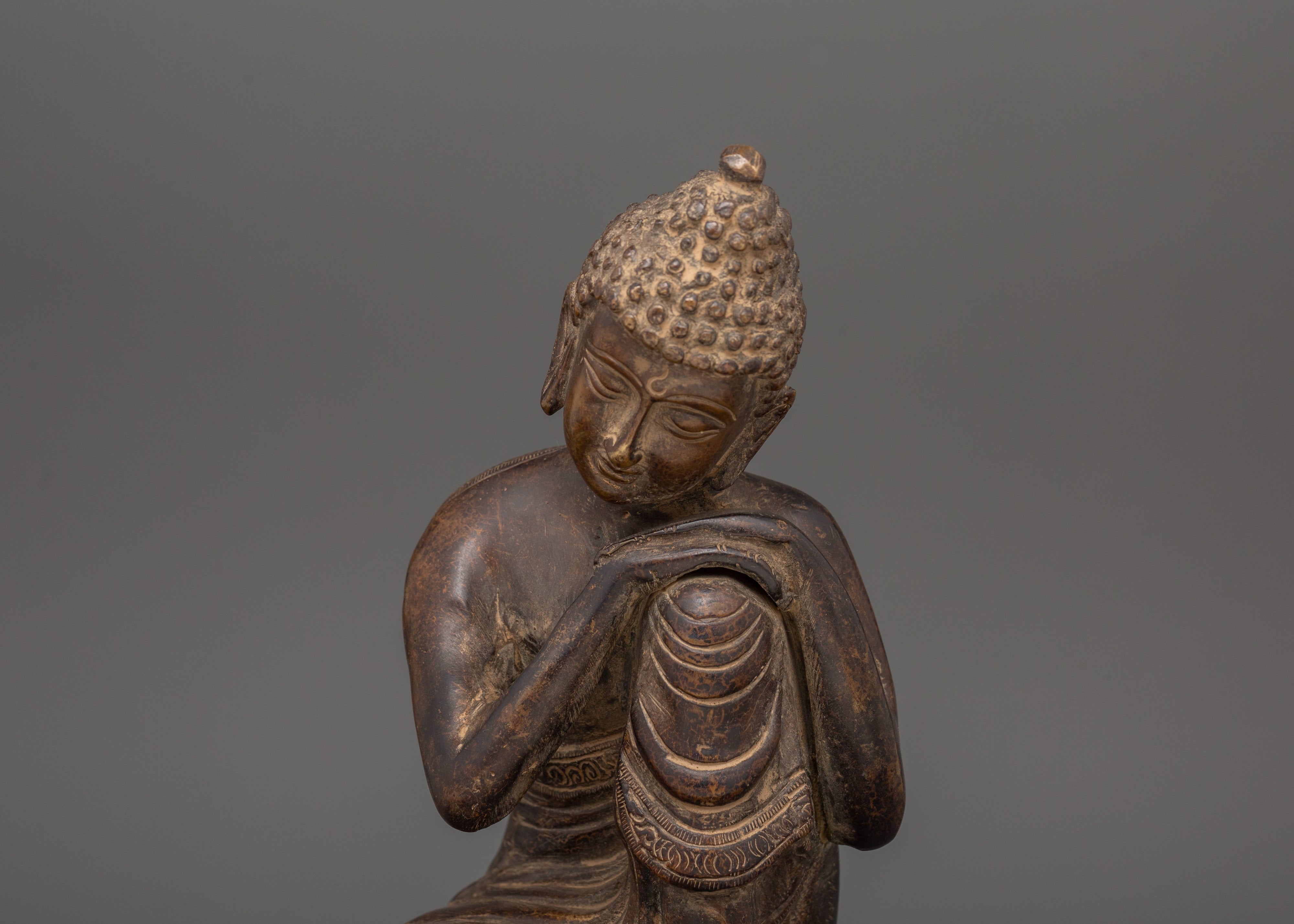 Buddha Bronze Iron Statue | Handcrafted Sitting Buddha Artwork