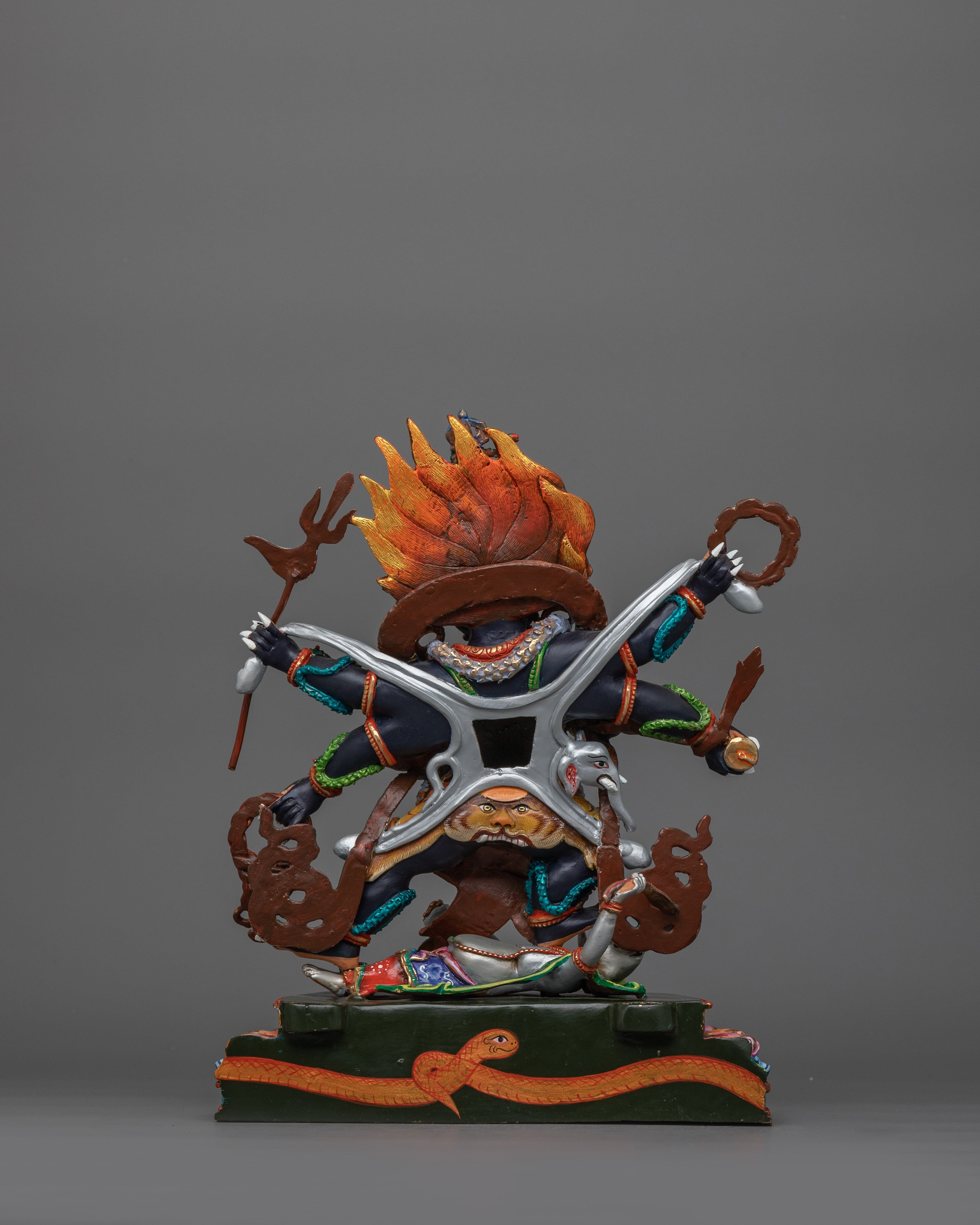 Fierce Deity Six Armed Mahakala Statue | Wrathful Protector Deity