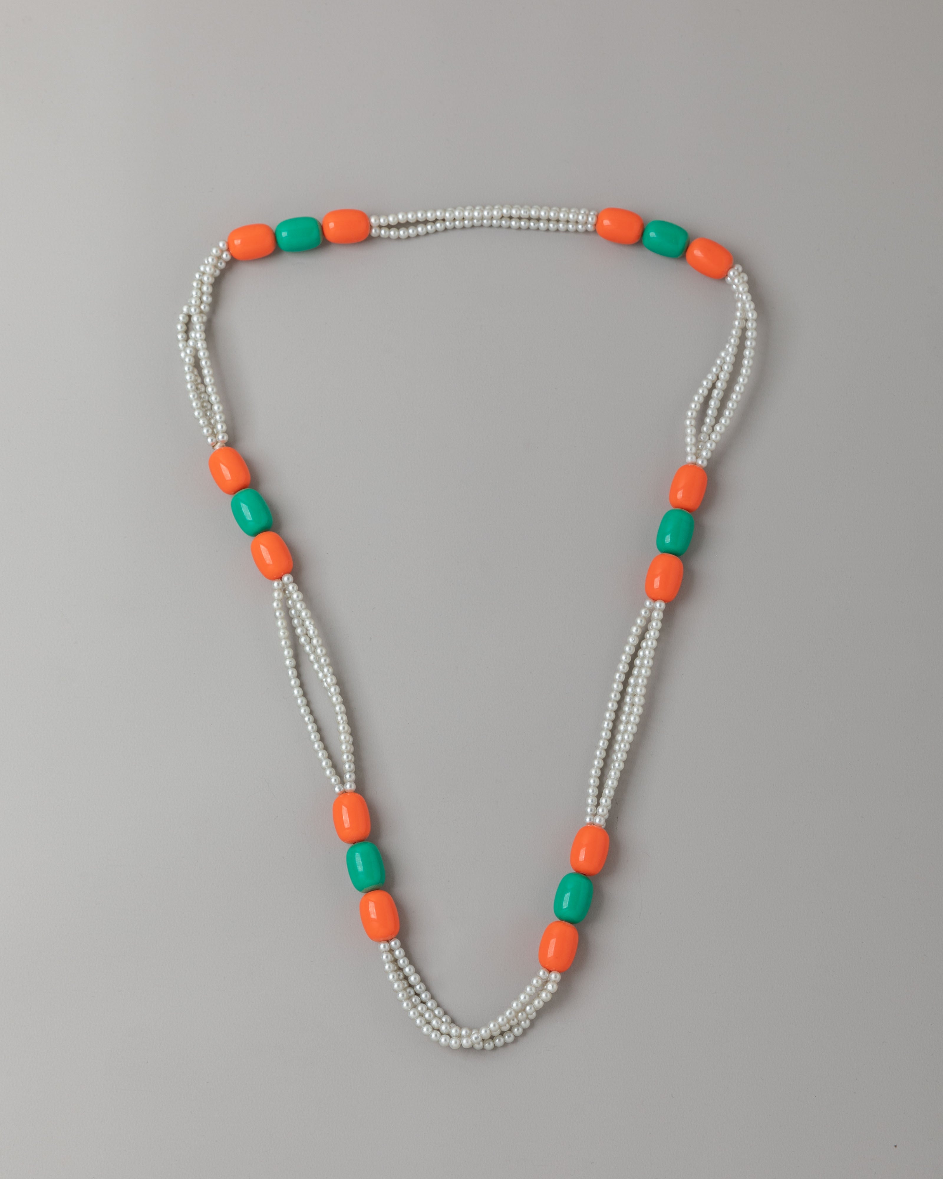 Traditional Bead Necklace | Coral Turquoise and Resin Pearl Jewelry