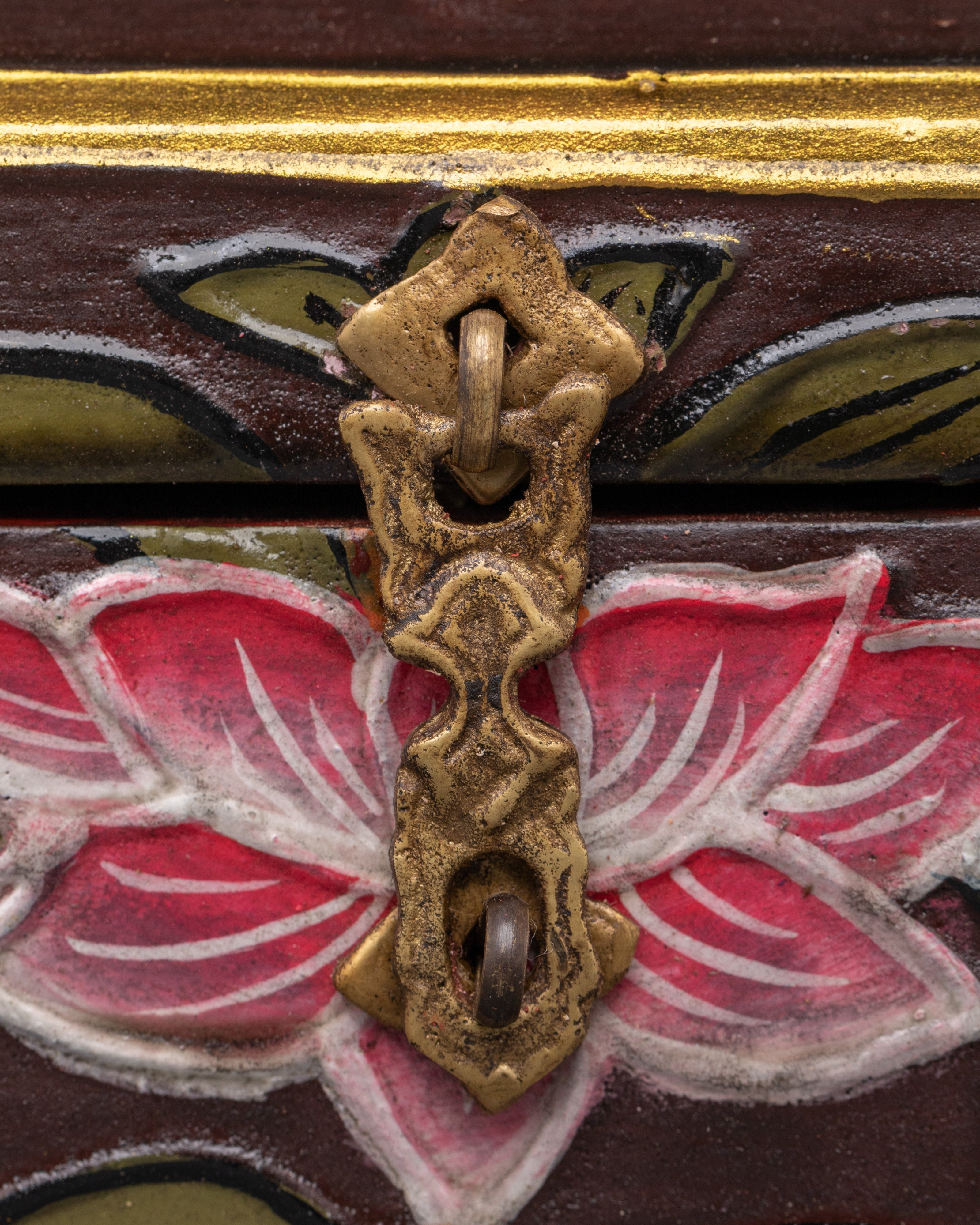 Tibetan Hand-Painted Wooden Box | Ritual & Jewelry Storage Chest