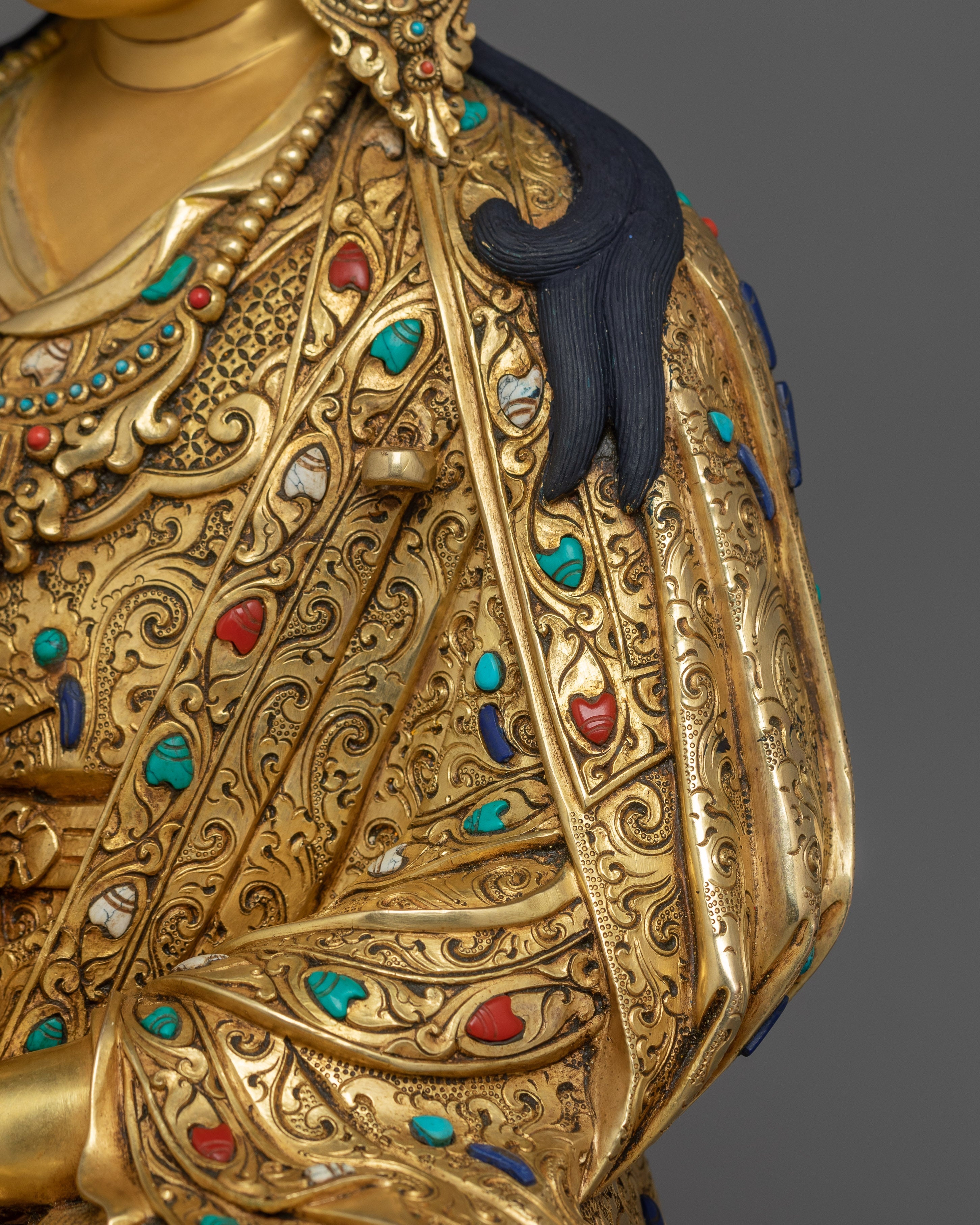 Guru Rinpoche With Beautiful Handcarved Gemstones Statue | The Precious Master