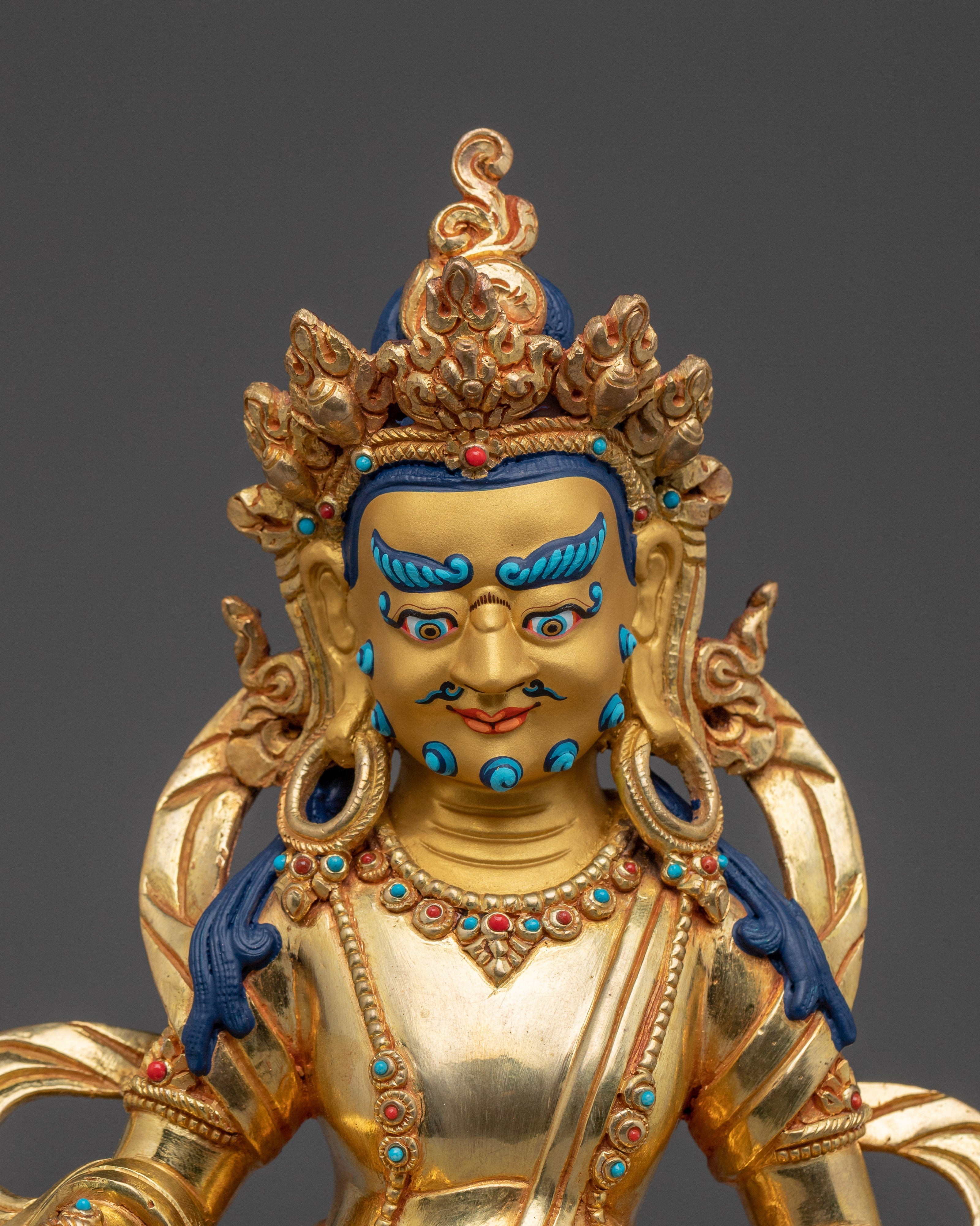 Golden Statue of Wealth Symbol Dzambhala | Buddhist Spiritual Decor