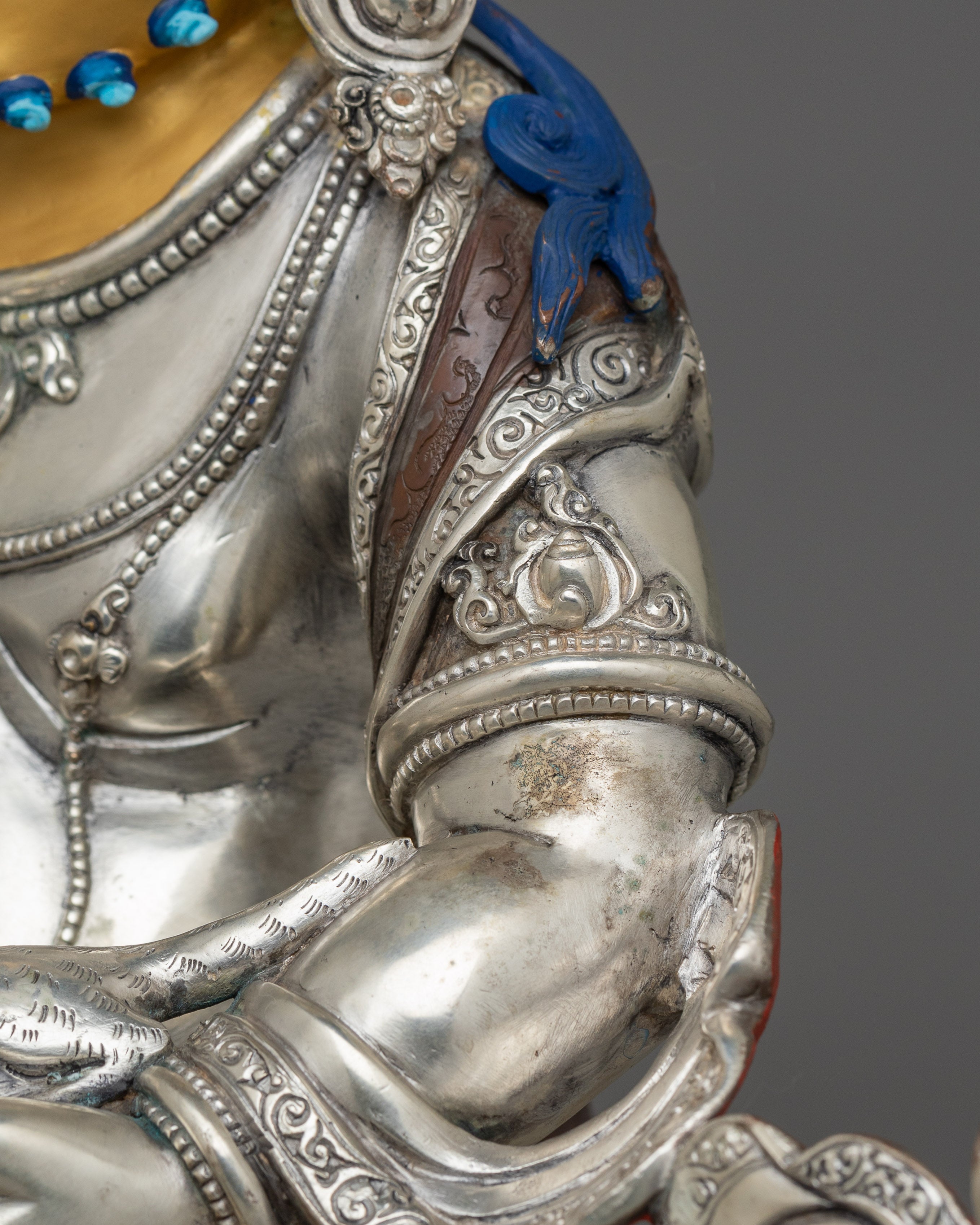 Silver Plated Dzambhala Statue | The Deity of Wealth and Abundance