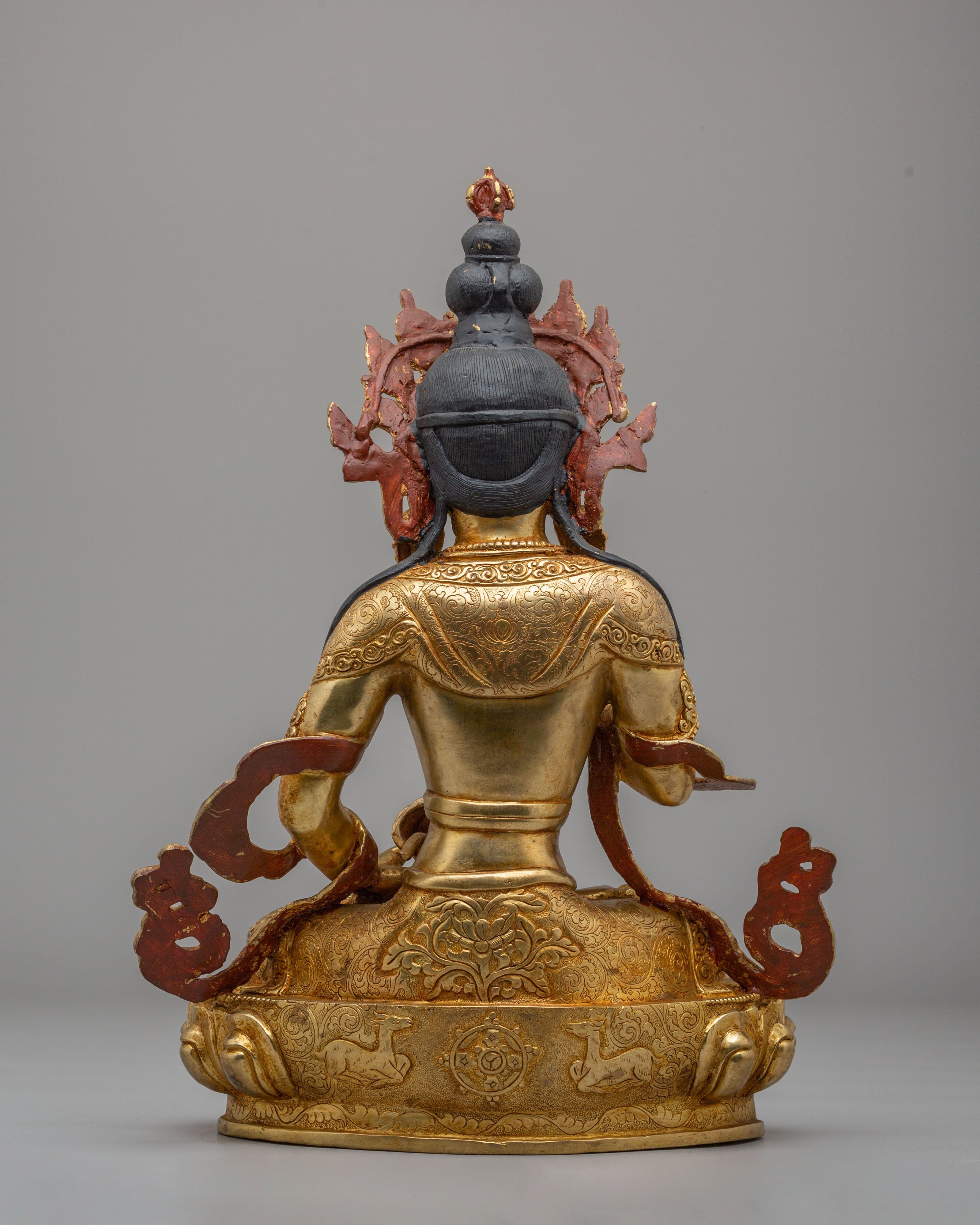 Sacred Tibetan Buddhist Vajrasattva Statue | 24K Gold Plated Copper Sculpture