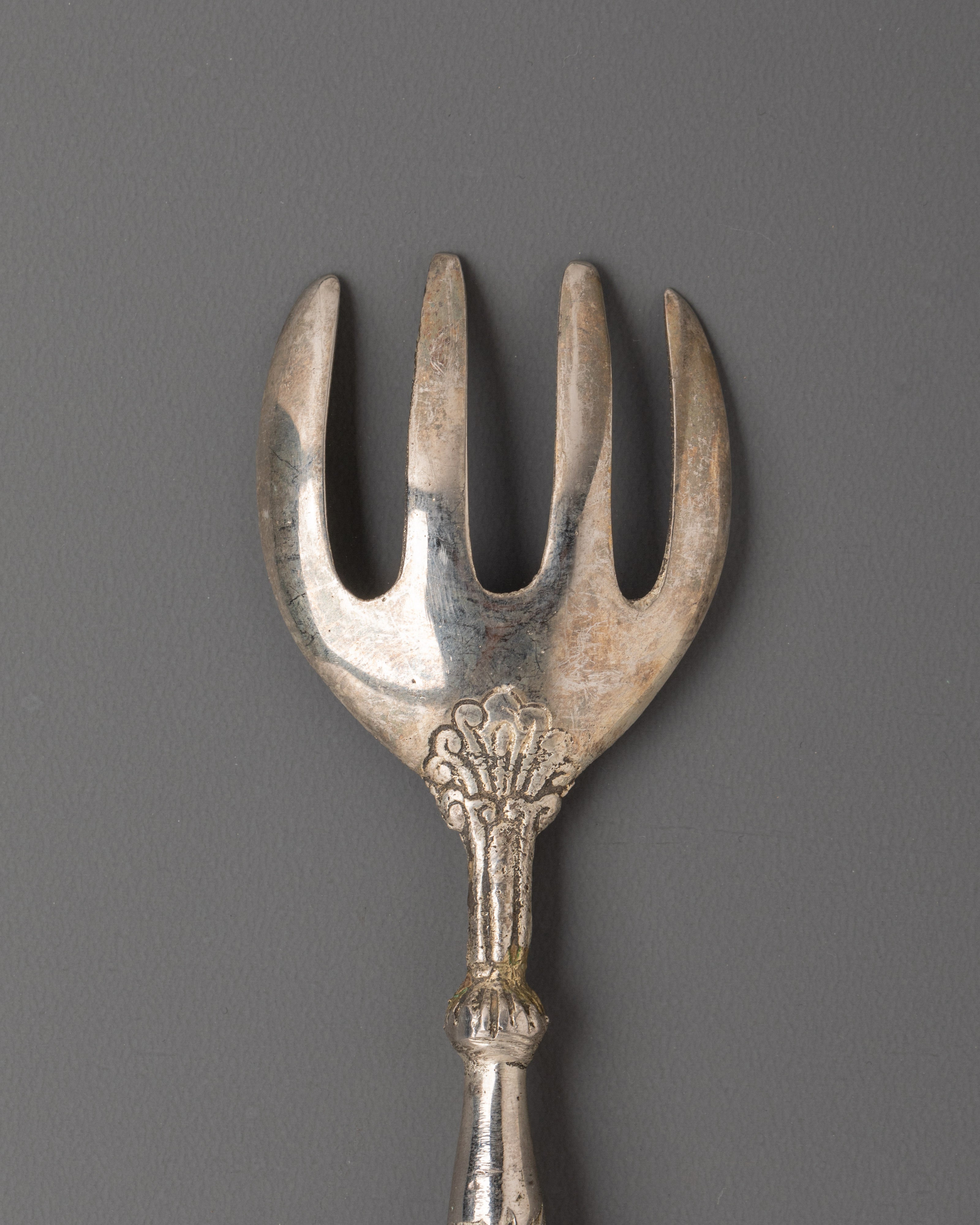 Handcrafted Spoon and Fork Pair | Intricate White Metal Design for Elegant Dining