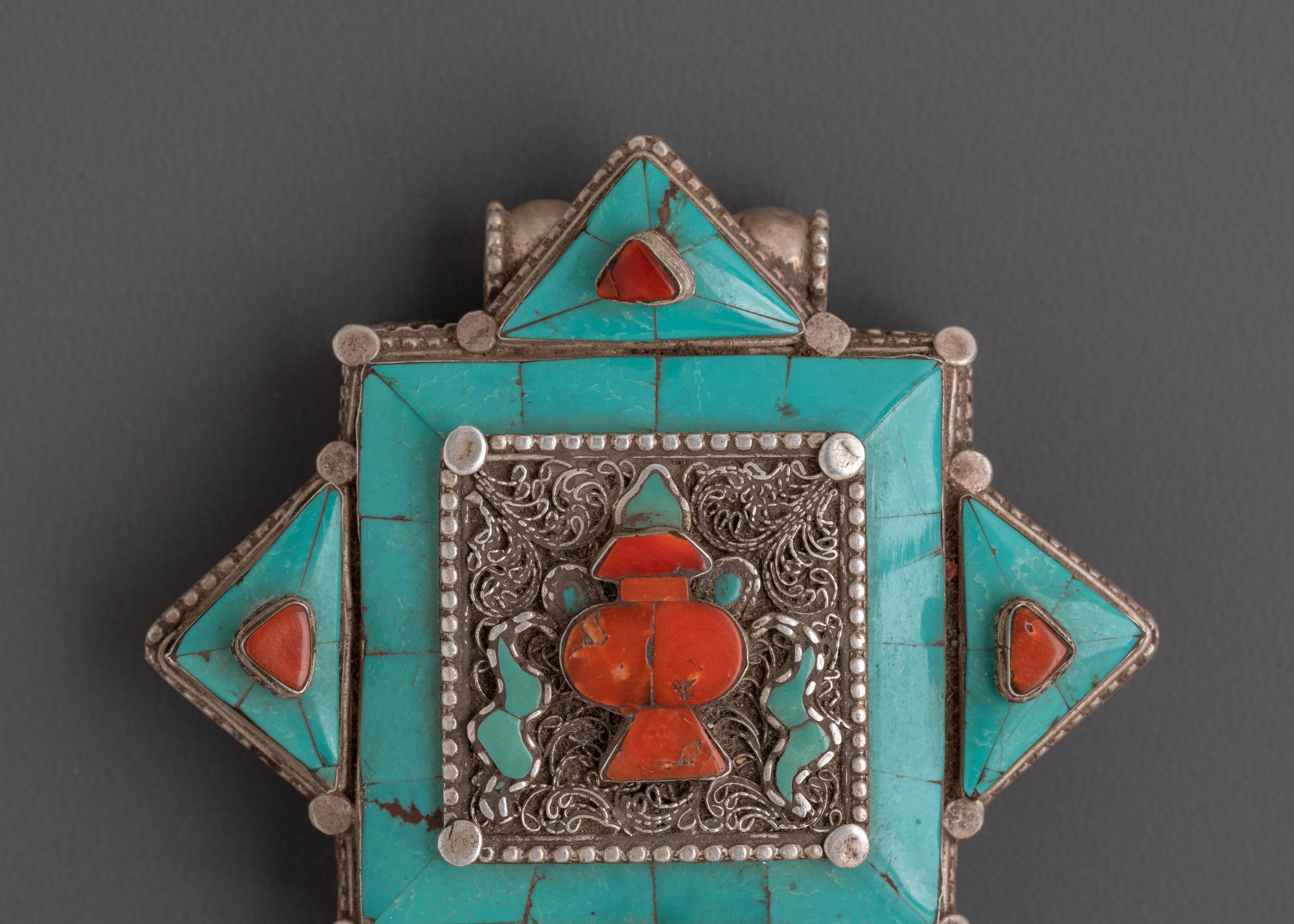 Ghau Box Locket with Turquoise Stone | A Symbol of Protection and Spirituality