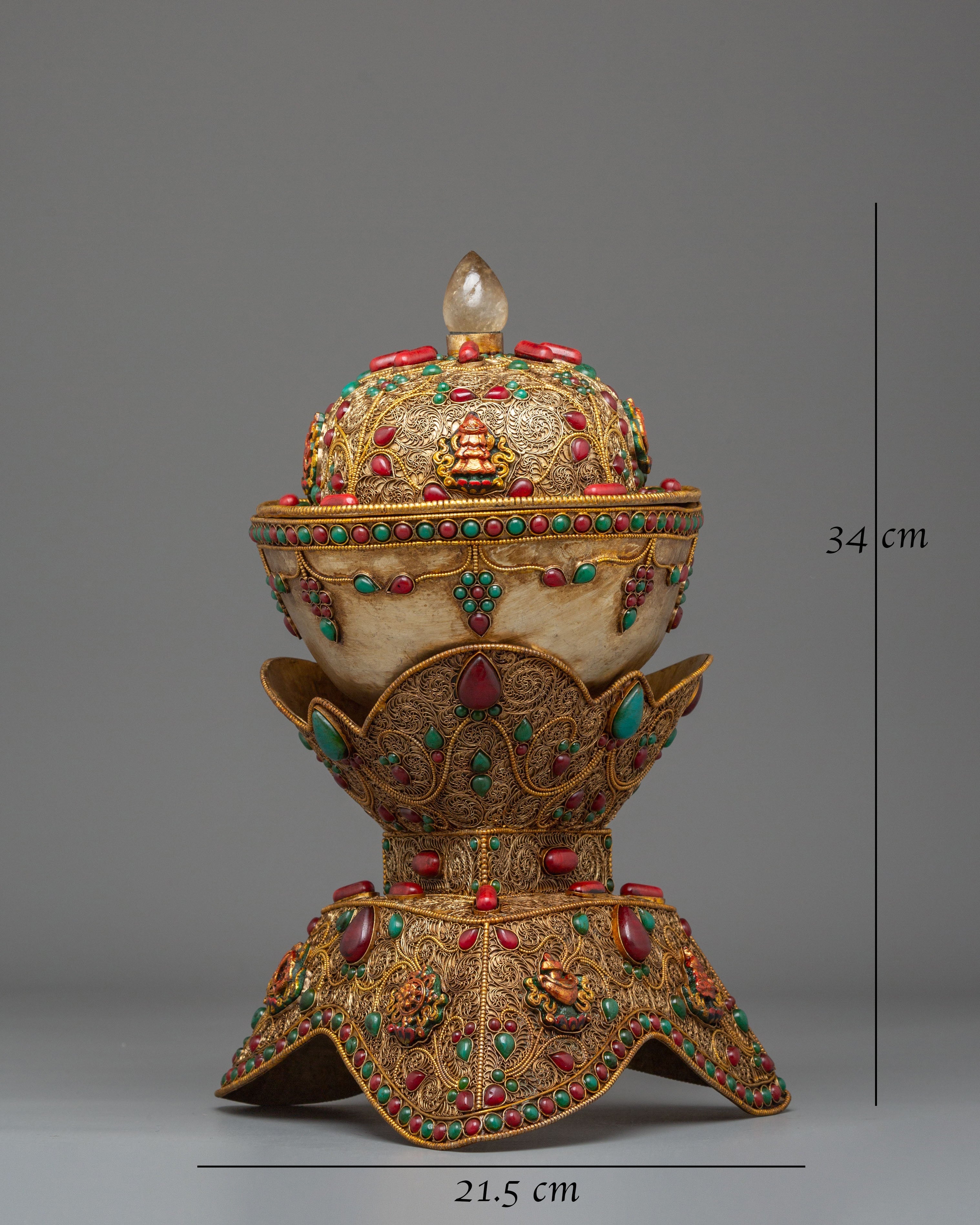 Sacred Kapala Ritual Offering Cup | Traditional Tibetan Altarware