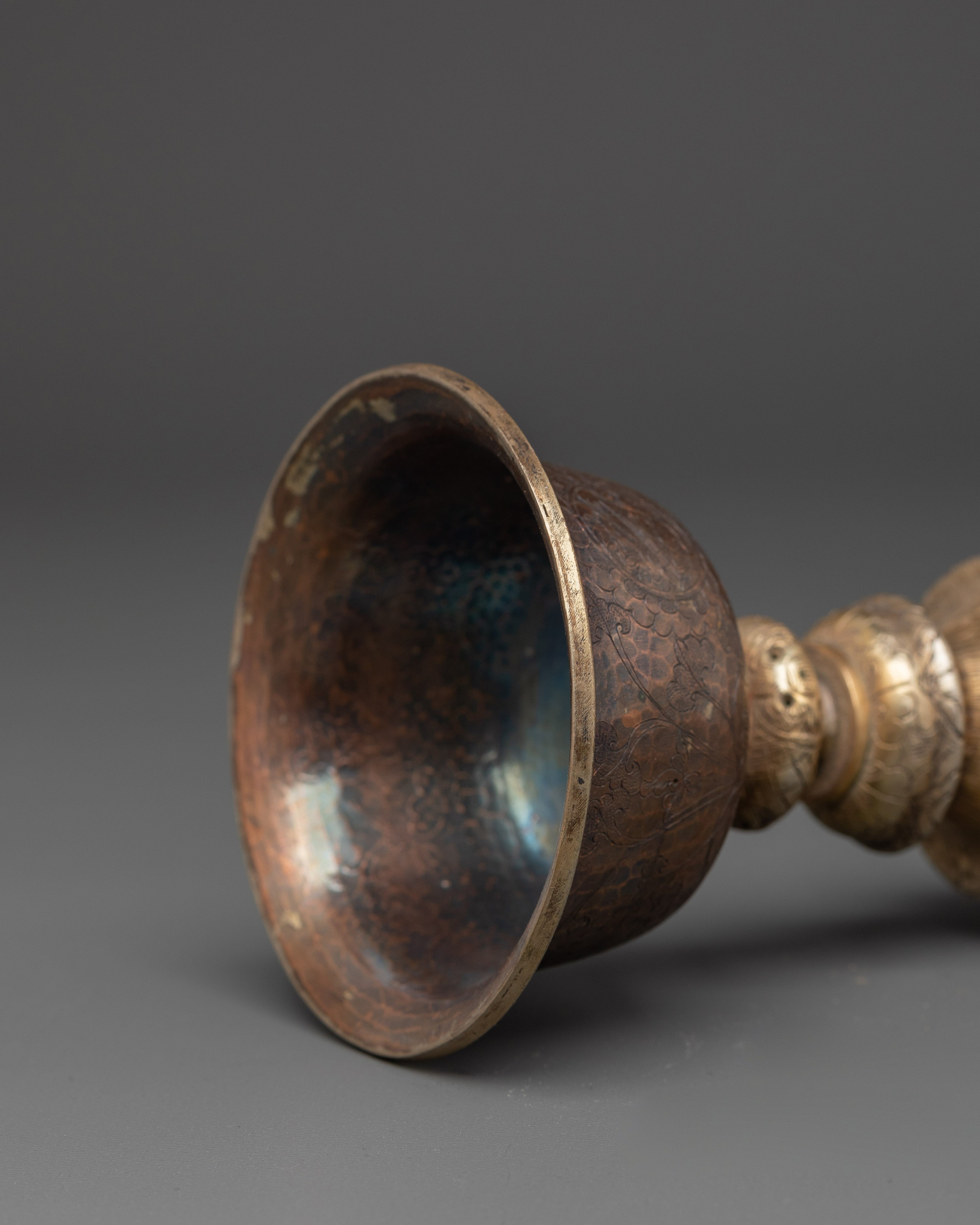 Buddhist Offering Vessel Lamp | Gold Gilded Altar Bowl