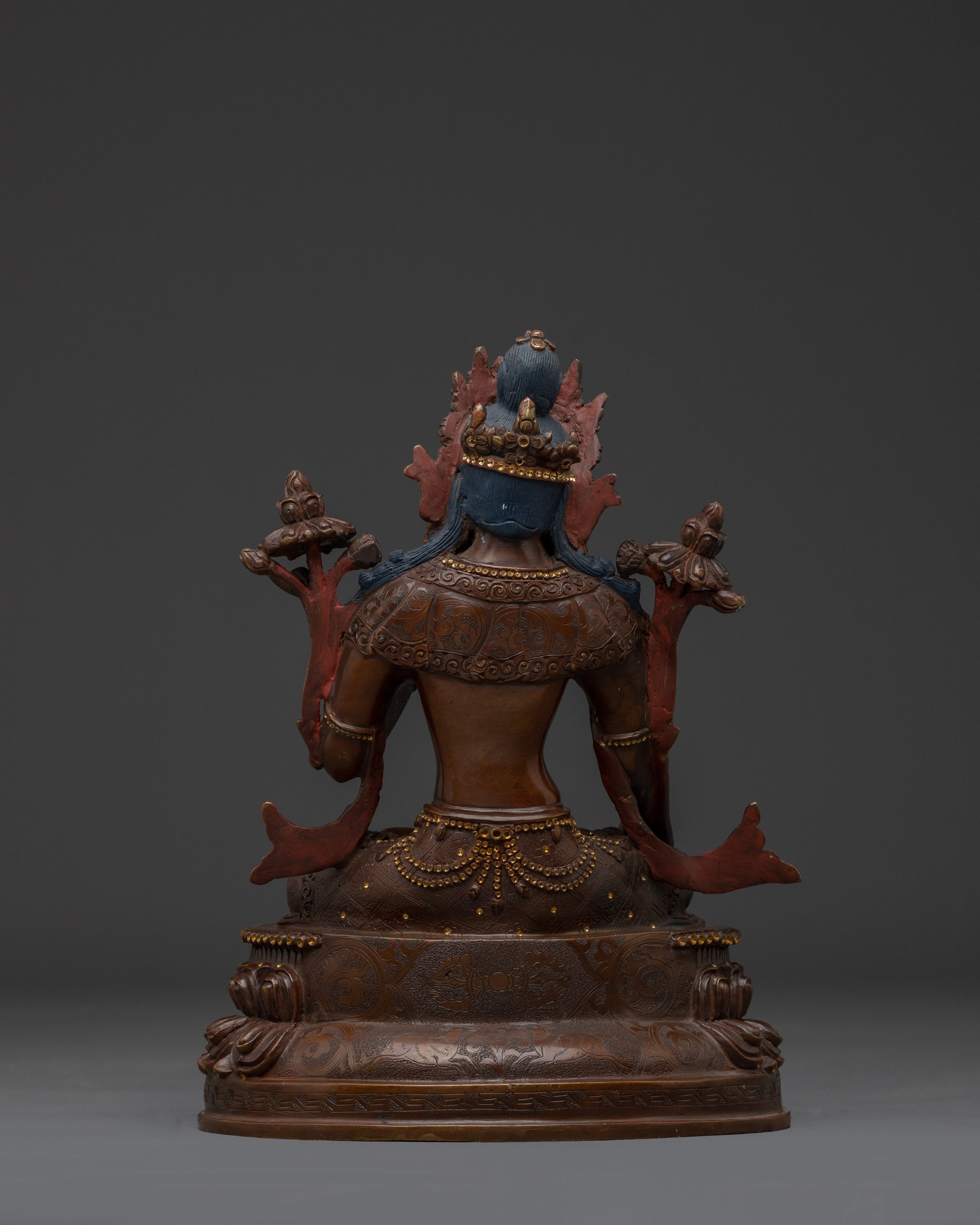 Handcrafted White Tara Copper Female Deity | Oxidized Copper with Acrylic Paint