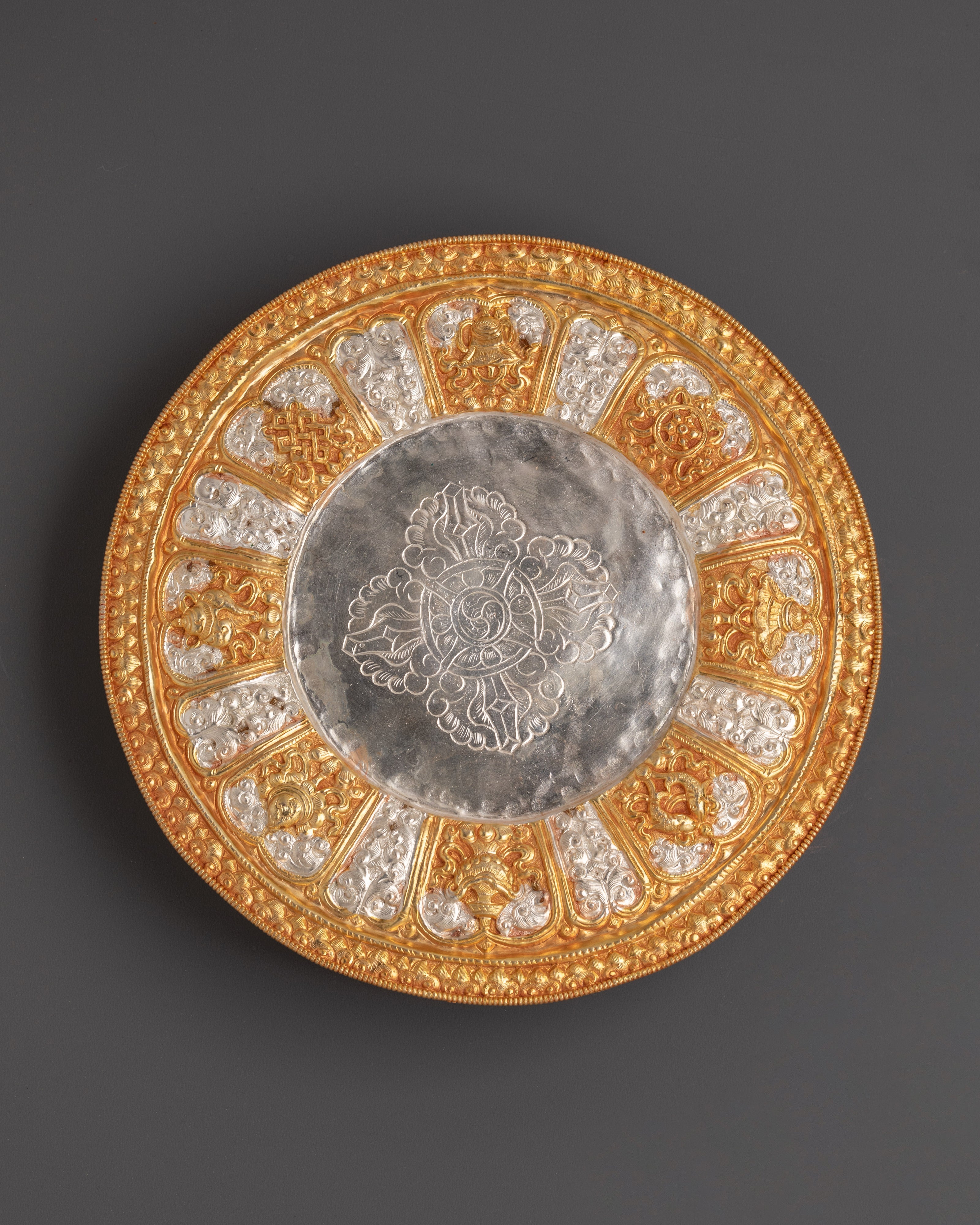 Exquisite Handcrafted Mandala Sculpture | Spiritual Gold & Silver Plated Decor