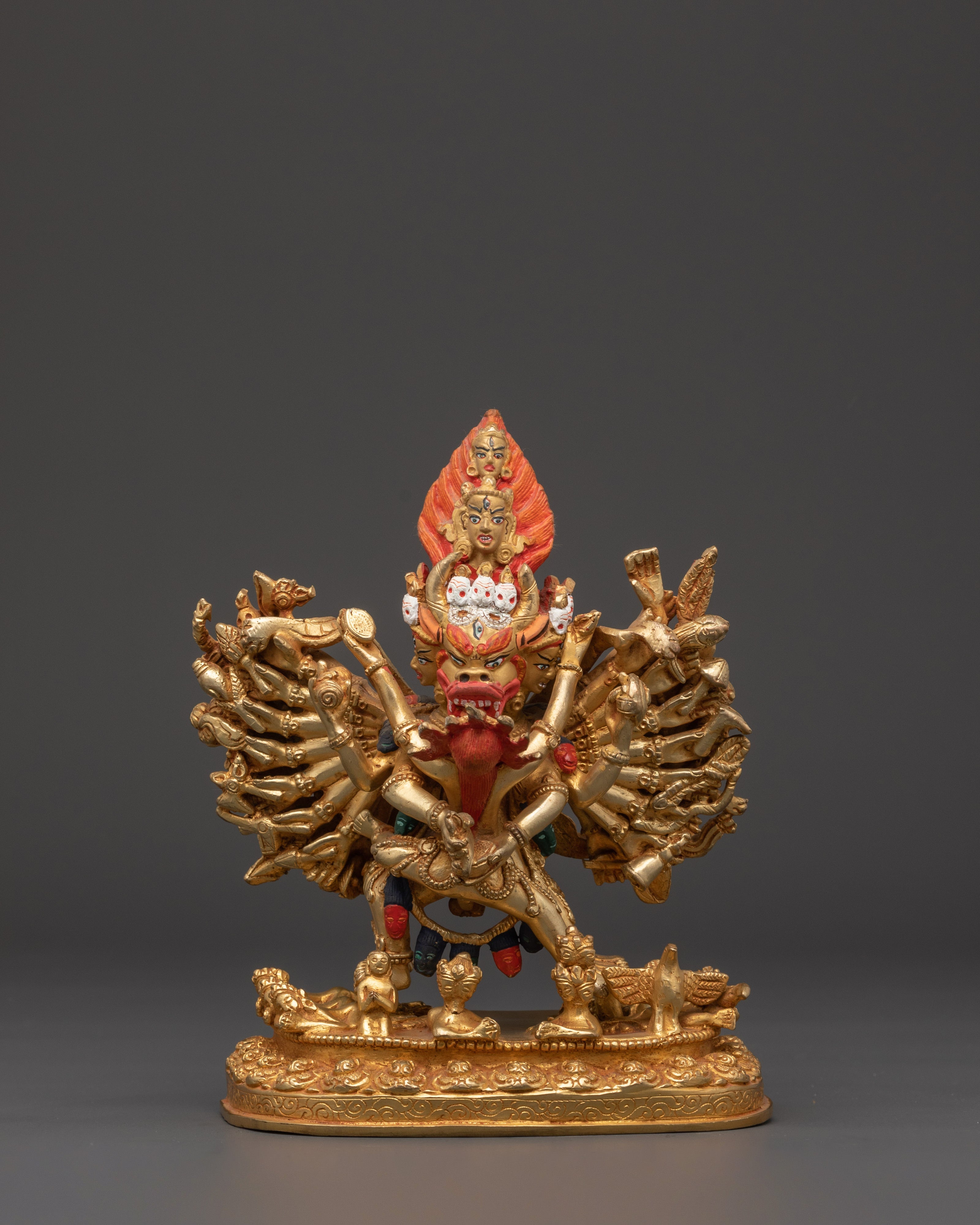 Sacred Conqueror of Death Yamantaka Statue | Tibetan Buddhist Deity Sculpture